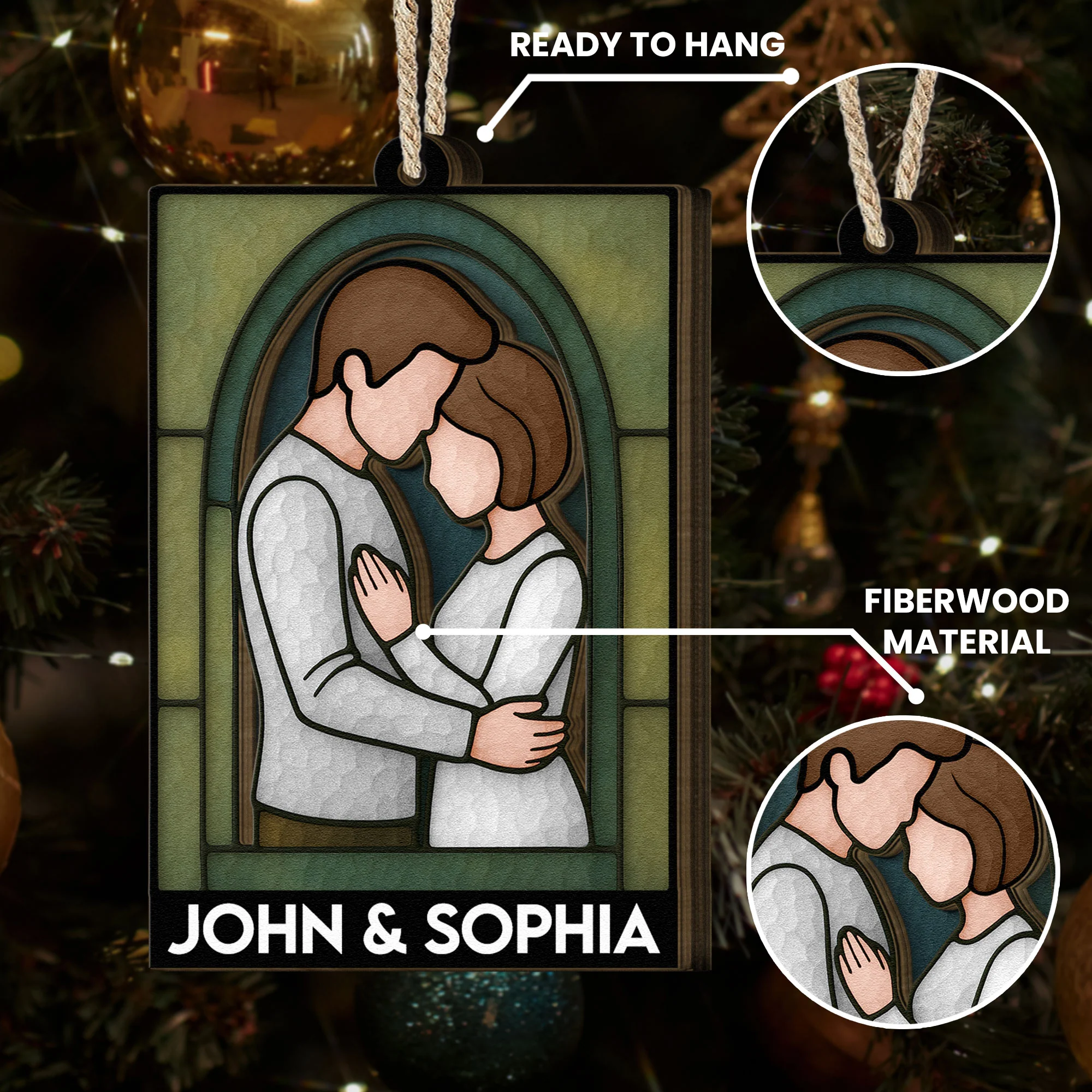 Couple Together - Personalized Wooden Ornament - Image 5