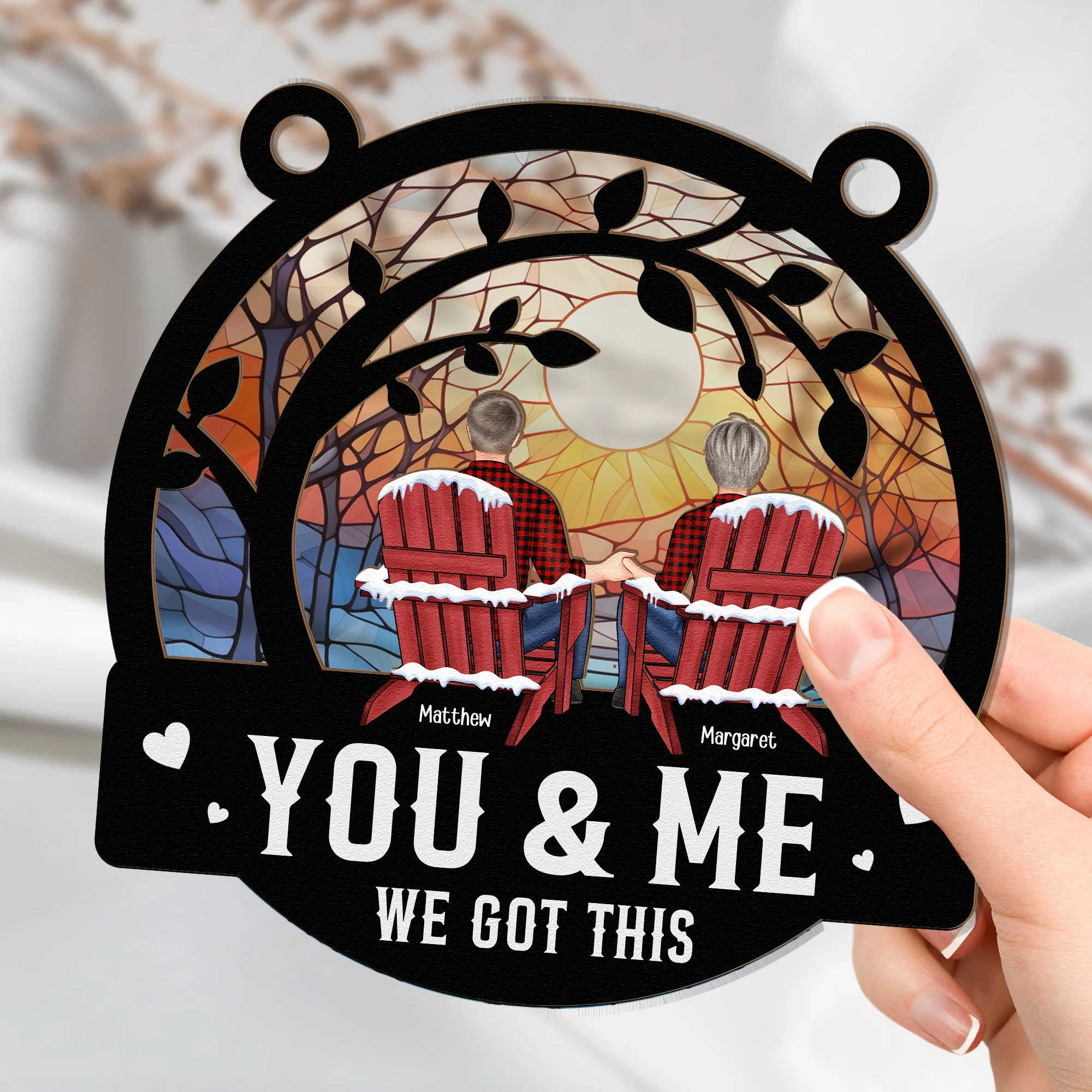 Couple Together You & Me We Got This - Personalized Window Hanging Suncatcher Ornament - Image 5