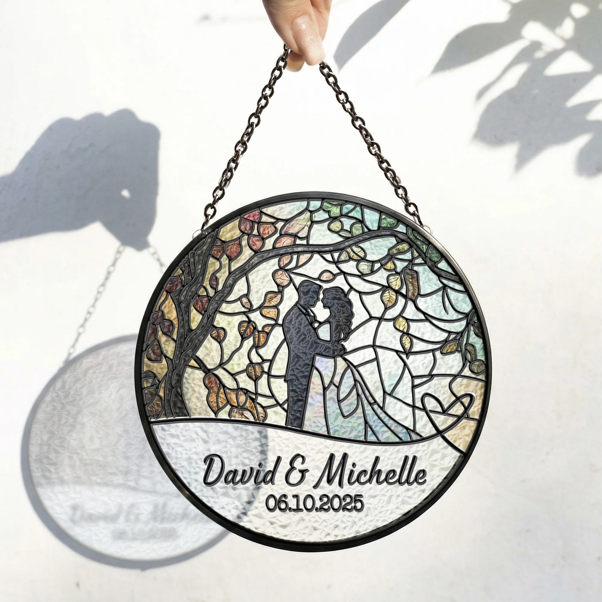 Couple Wedding Anniversary Gift - Personalized Window Hanging Suncatcher - Image 5