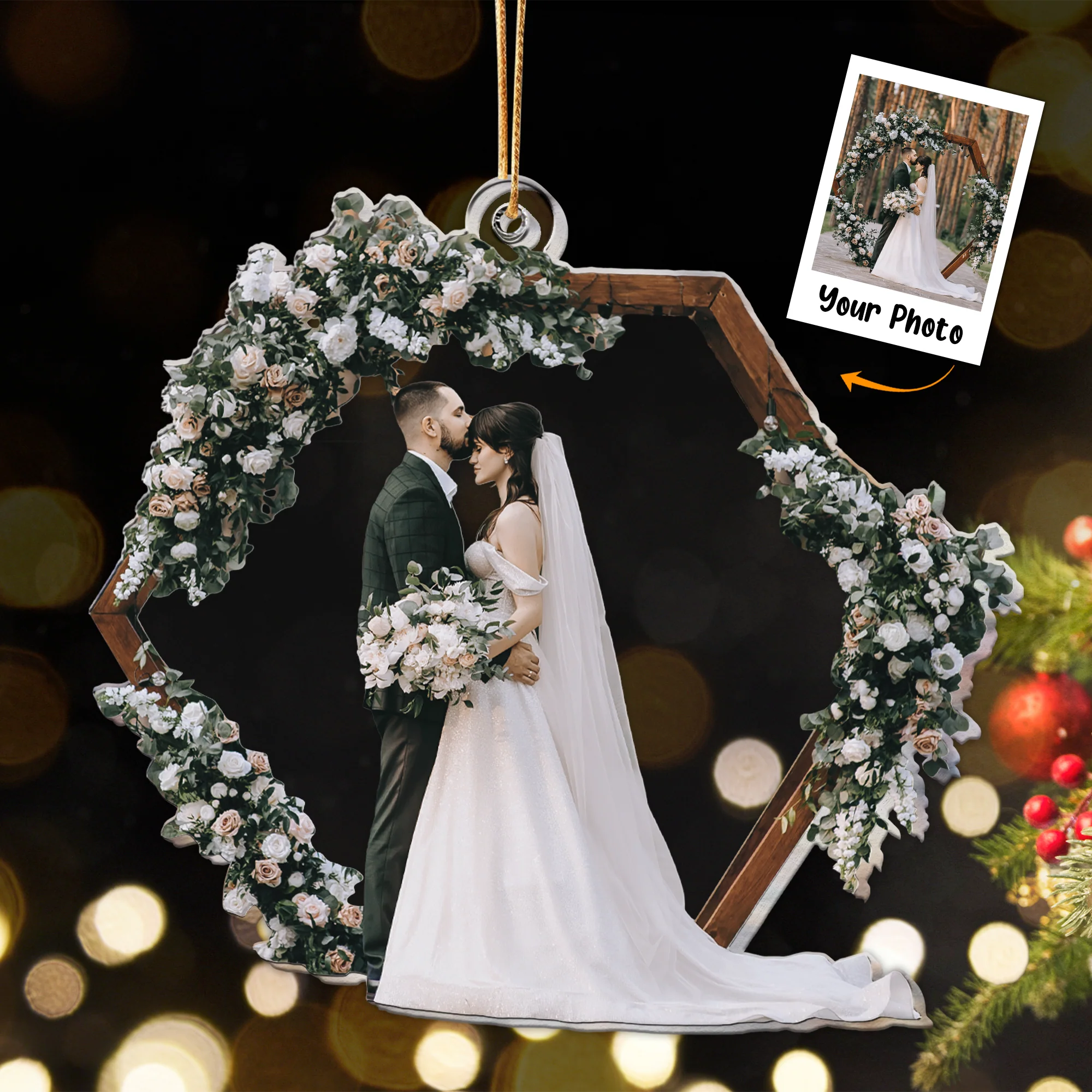 Couple Wedding - Personalized Acrylic Photo Ornament For Christmas - Image 4