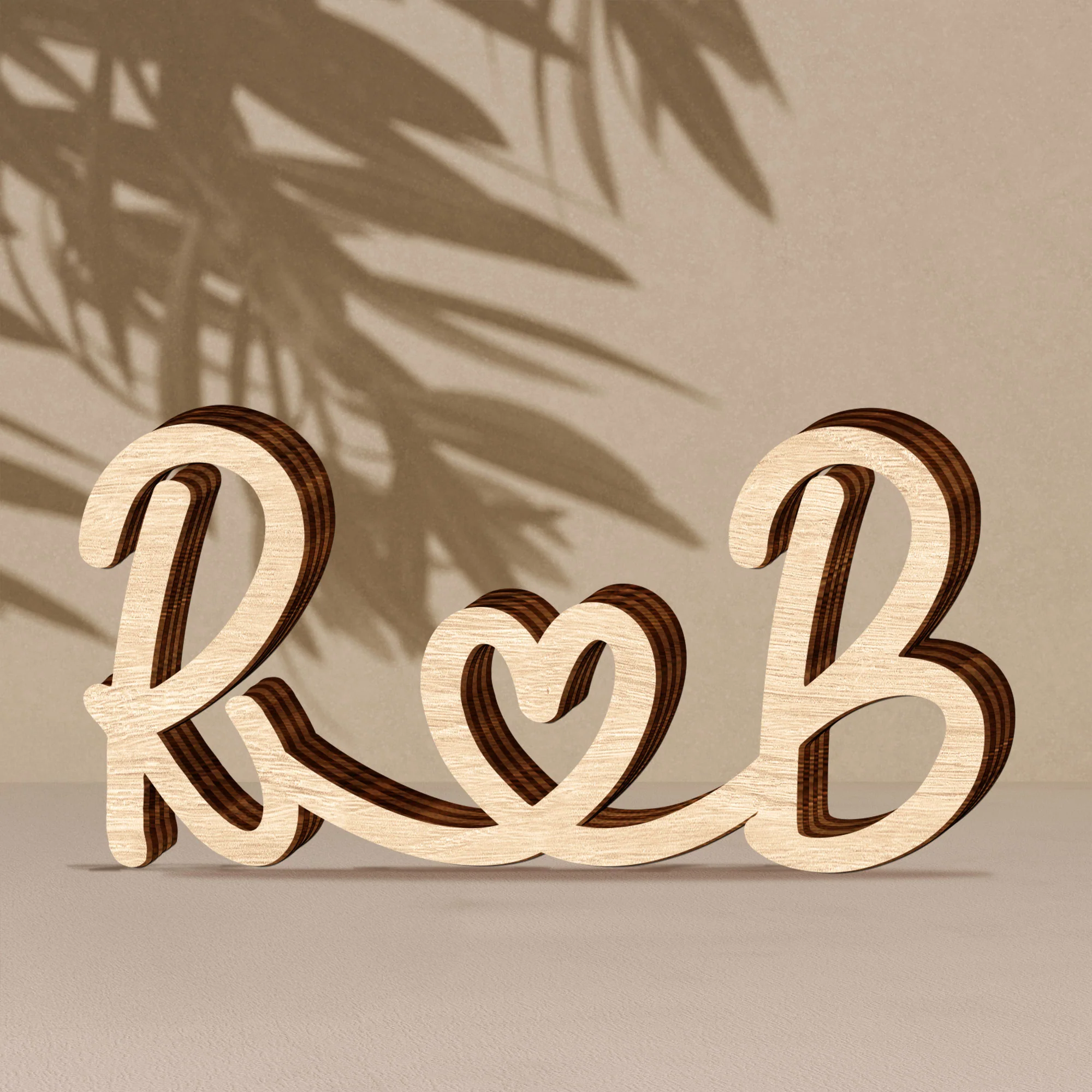 Couples Initials Sign Custom Initials Name Decors - Personalized Line Art Sculpture
