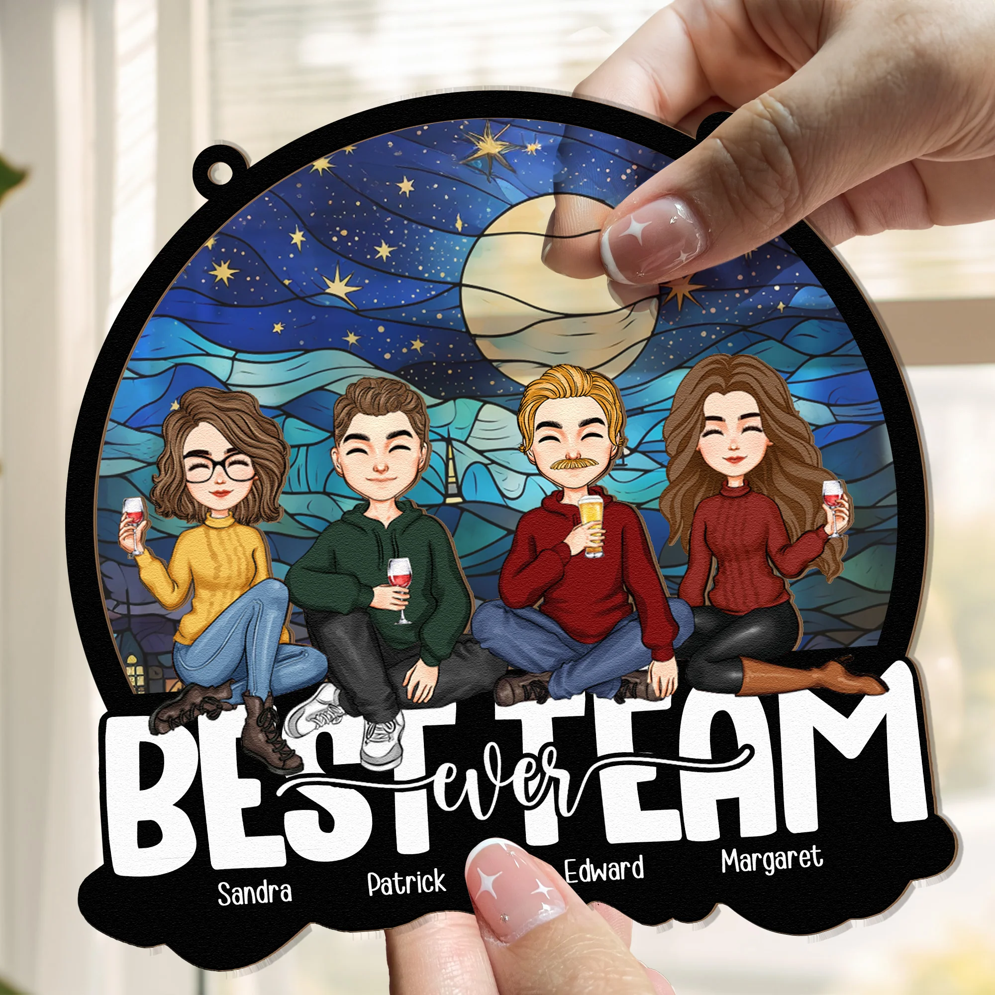 Coworker Best Team Ever - Personalized Window Hanging Suncatcher Ornament - Image 5