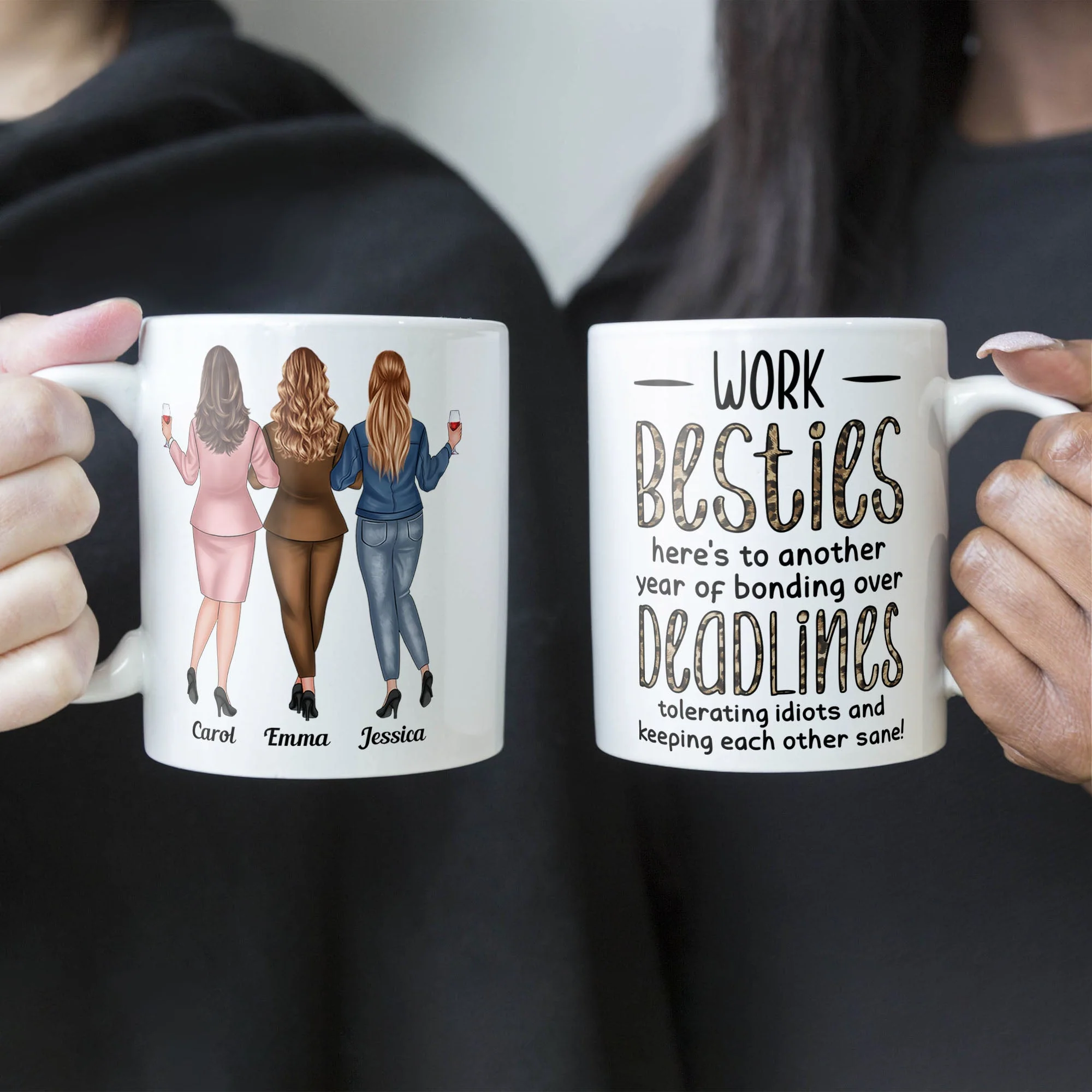 Coworkers, Alcohol Tolerating, Bonding Over Deadlines, Keeping Each Other Sane - Personalized Mug - Gift For Coworker, Colleague, Work Bestie, Friend, Work Bestie - Image 3