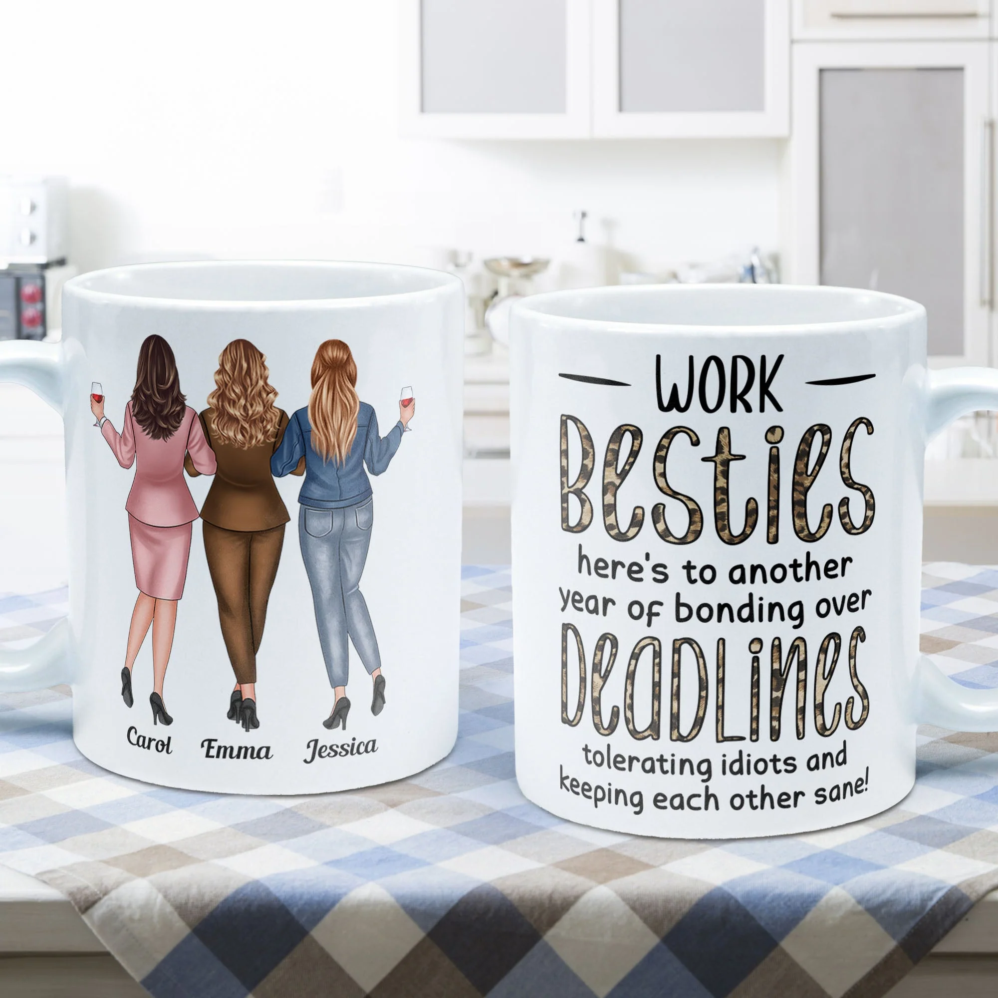 Coworkers, Alcohol Tolerating, Bonding Over Deadlines, Keeping Each Other Sane - Personalized Mug - Gift For Coworker, Colleague, Work Bestie, Friend, Work Bestie - Image 4