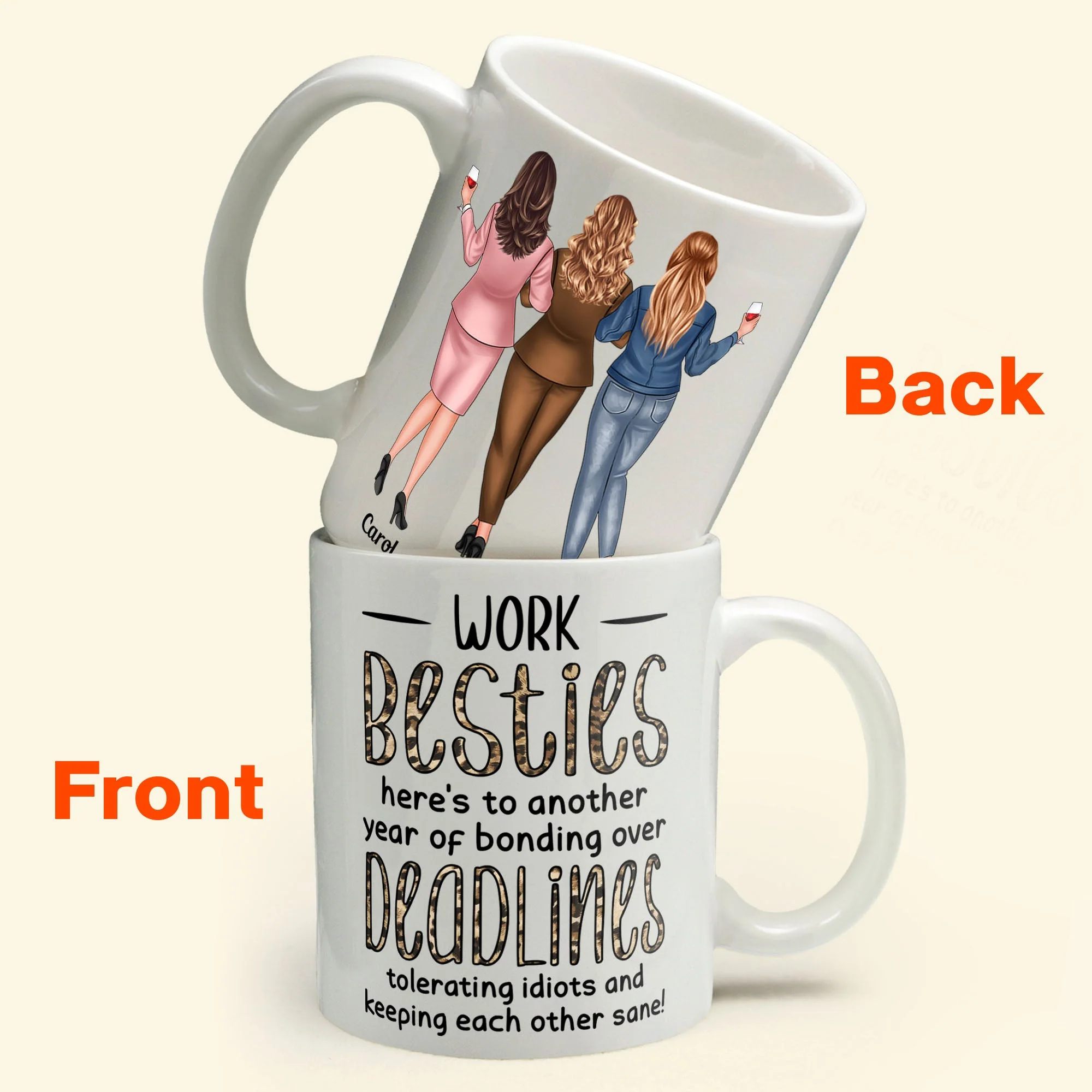 Coworkers, Alcohol Tolerating, Bonding Over Deadlines, Keeping Each Other Sane - Personalized Mug - Gift For Coworker, Colleague, Work Bestie, Friend, Work Bestie - Image 5