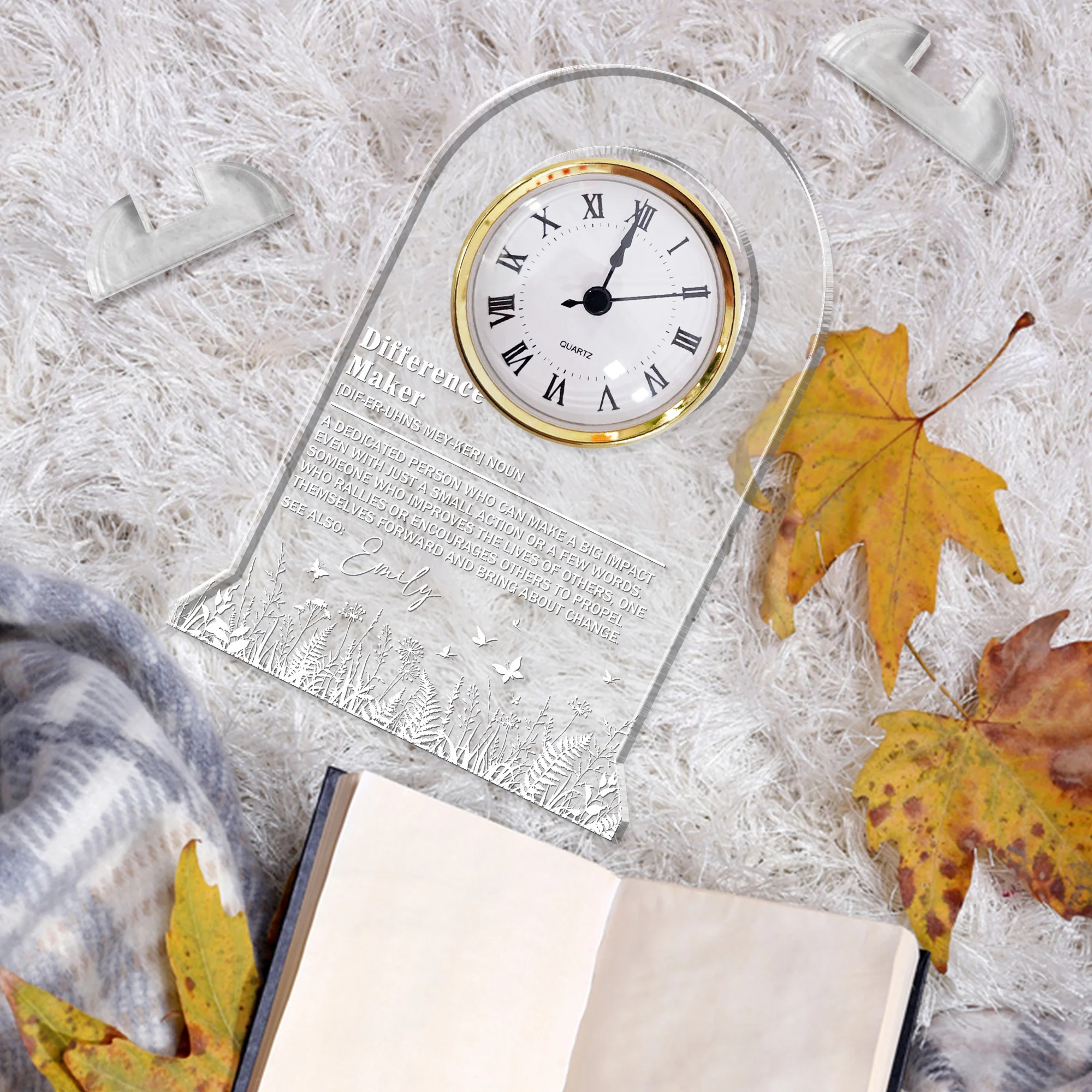 Coworkers Gift Definition Problem Solver - Personalized Acrylic Desk Clock - Image 4