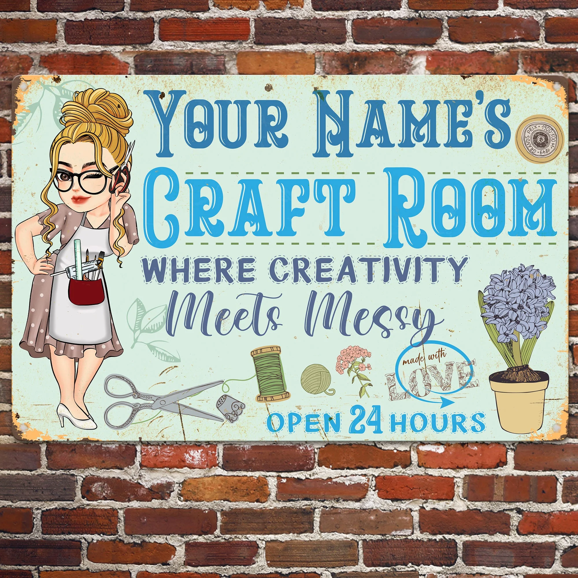Craft Room Where Creativity Meets Messy - Personalized Metal Sign - Image 2
