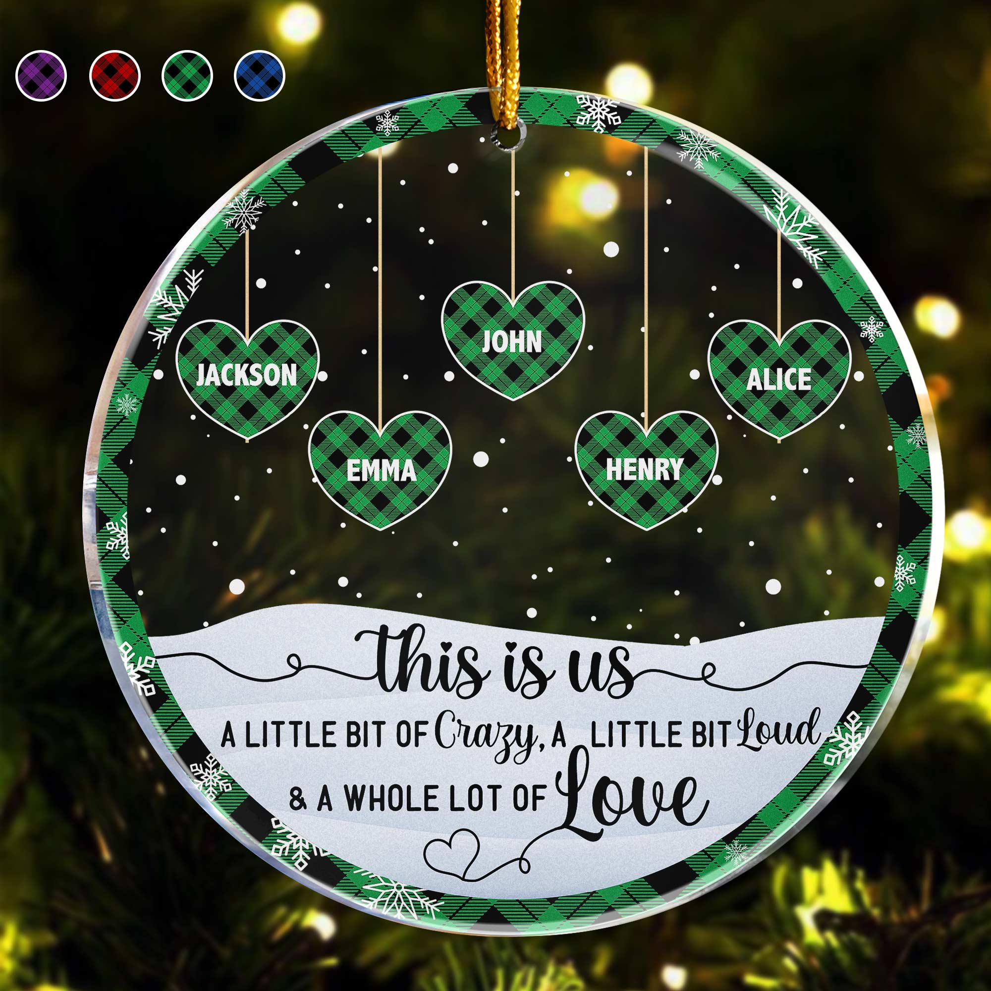 Crazy, Loud, Love Family - Personalized Acrylic Ornament - Image 2