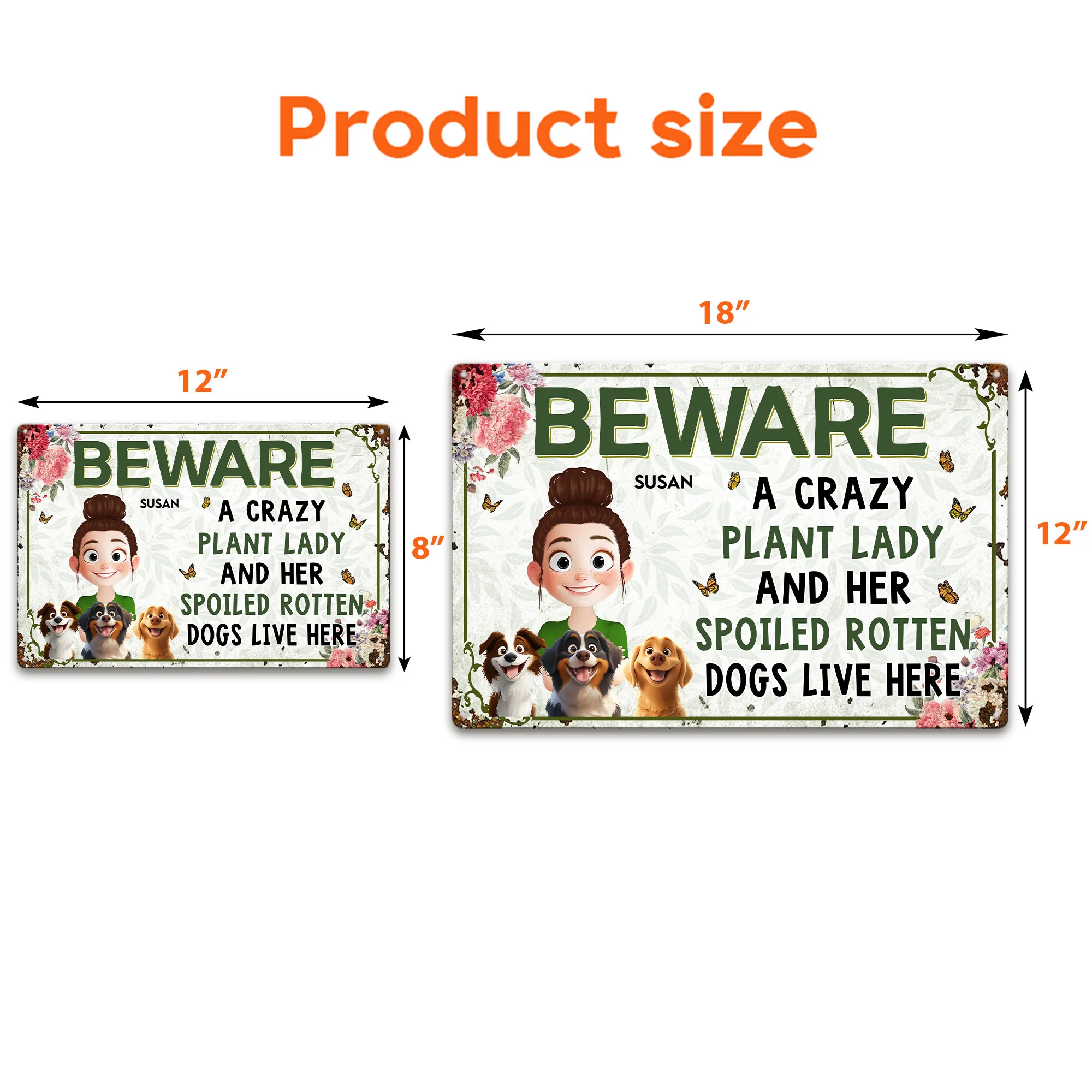 Crazy Plant Lady & Her Dogs - New Cartoon Pet - Personalized Metal Sign - Image 6
