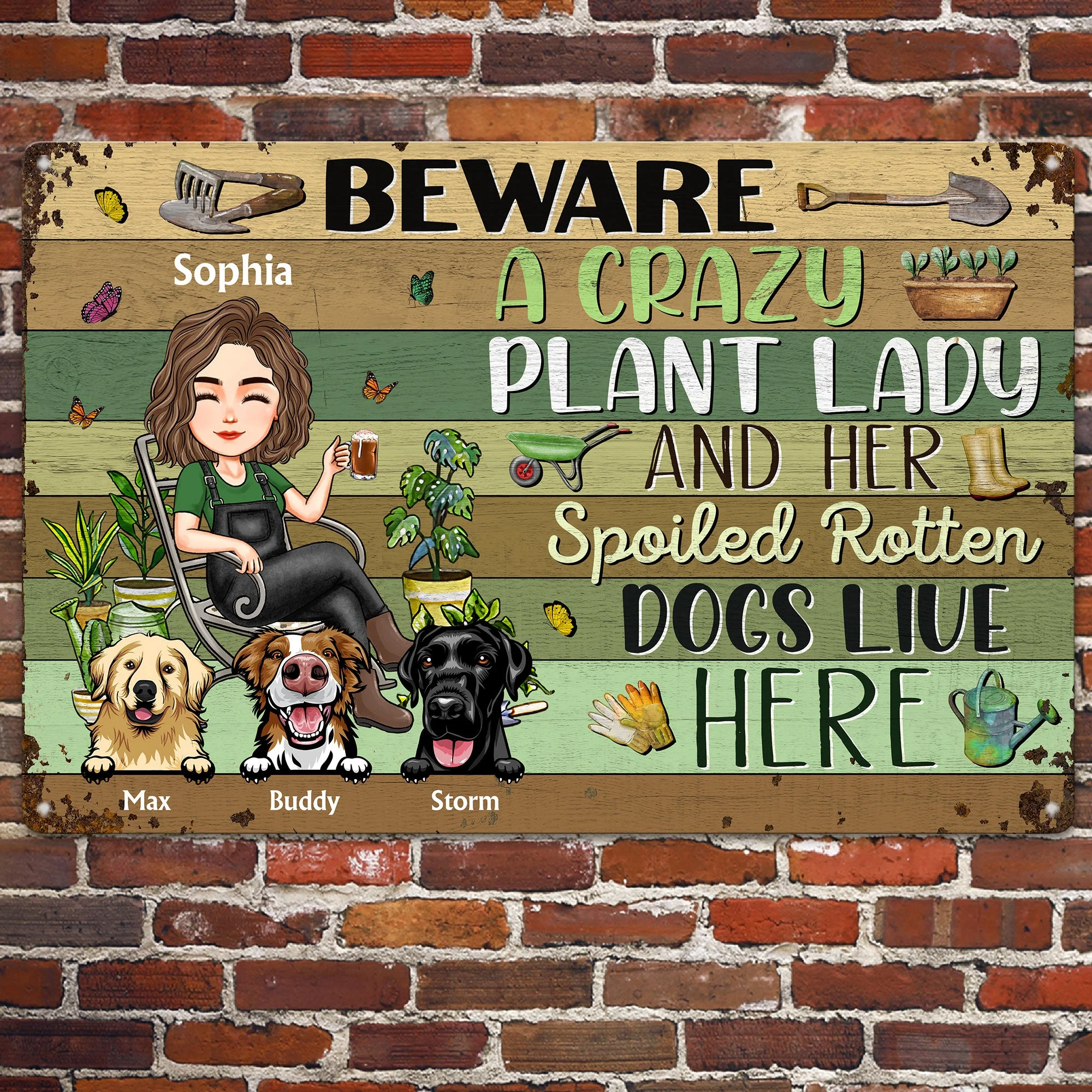Crazy Plant Lady Lives Here - Personalized Metal Sign - Image 2