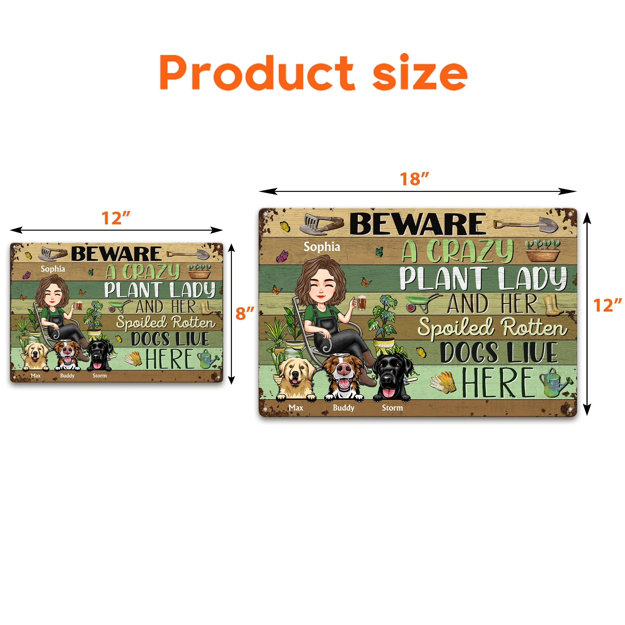 Crazy Plant Lady Lives Here - Personalized Metal Sign - Image 3