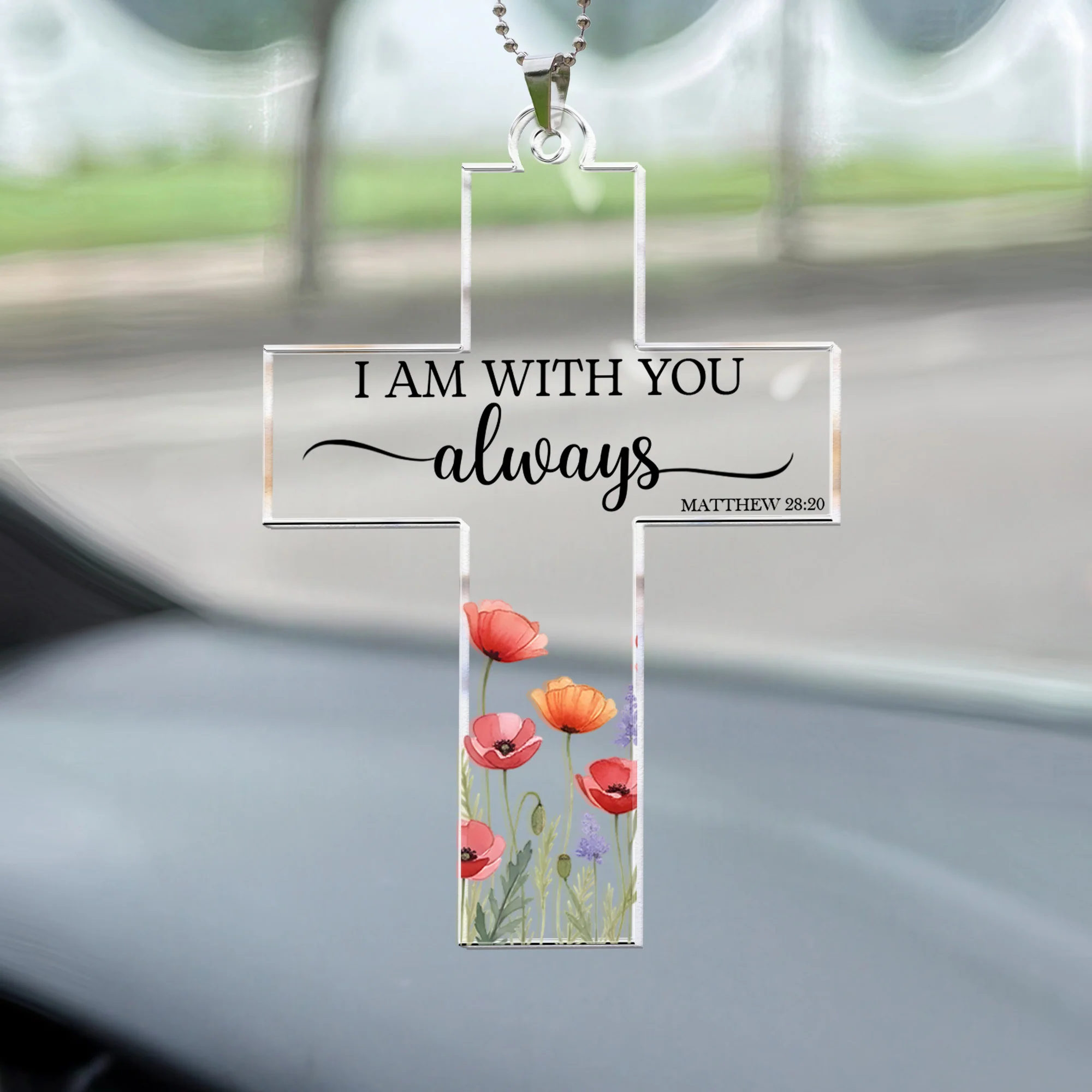 Cross, Bible Car Charm, Bible - Personalized Rear View Mirror Accessory