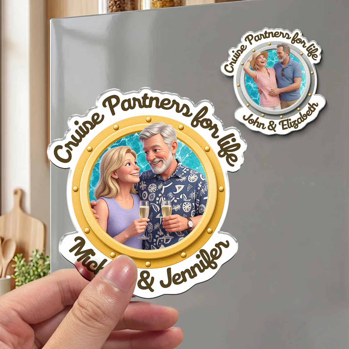 Cruise Partners For Life Custom Photo 3D Style - Personalized Magnet - Image 4