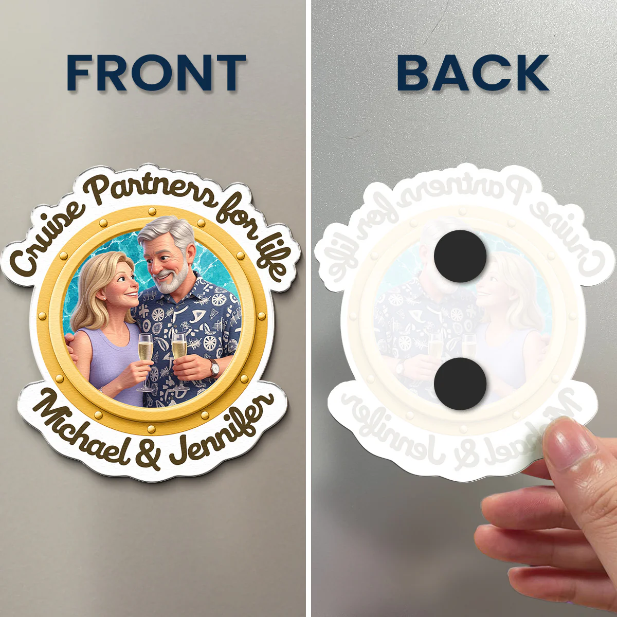 Cruise Partners For Life Custom Photo 3D Style - Personalized Magnet - Image 5