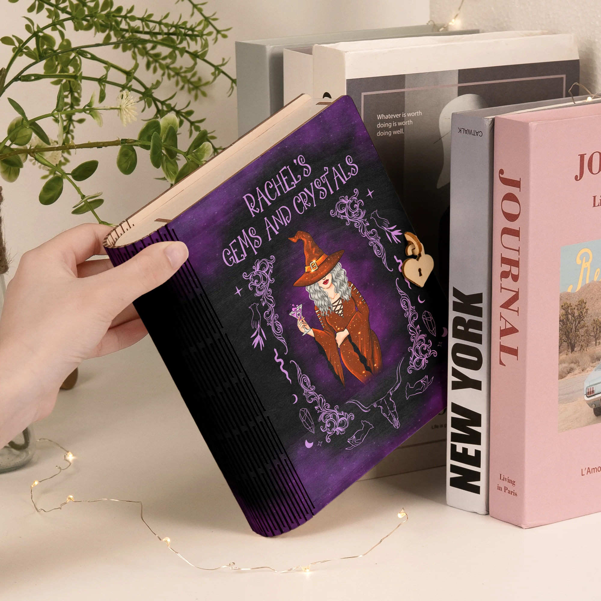 Crystal Magic Gems - Personalized Wooden Book Box - Image 5