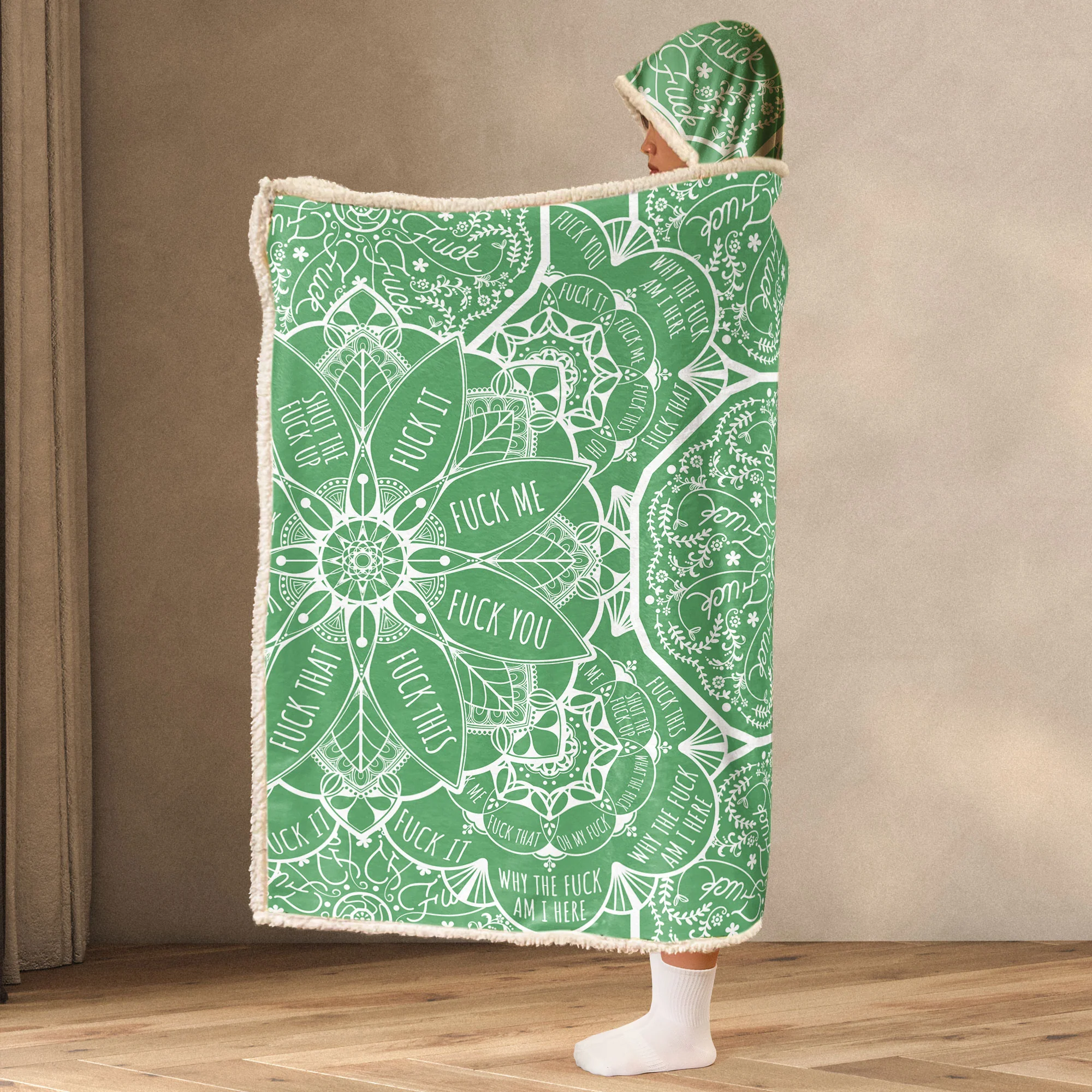Cuss Words Affirmations Mandala Swear Words - Self Gifts, Fun Gifts - Personalized Wearable Blanket Hoodie - Image 3