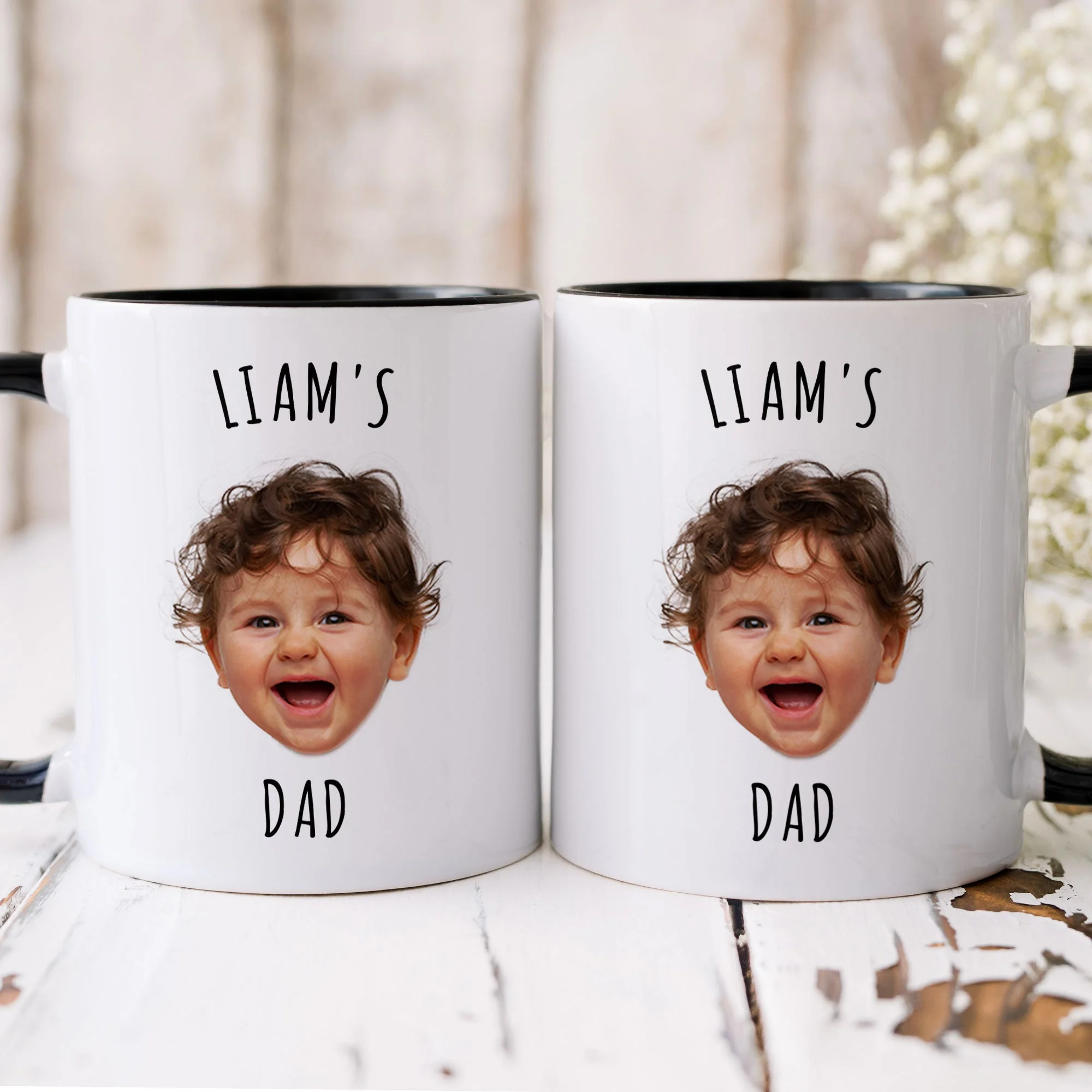 Custom Baby Face Gift For Family Mother Father - Personalized Photo Accent Mug - Image 4