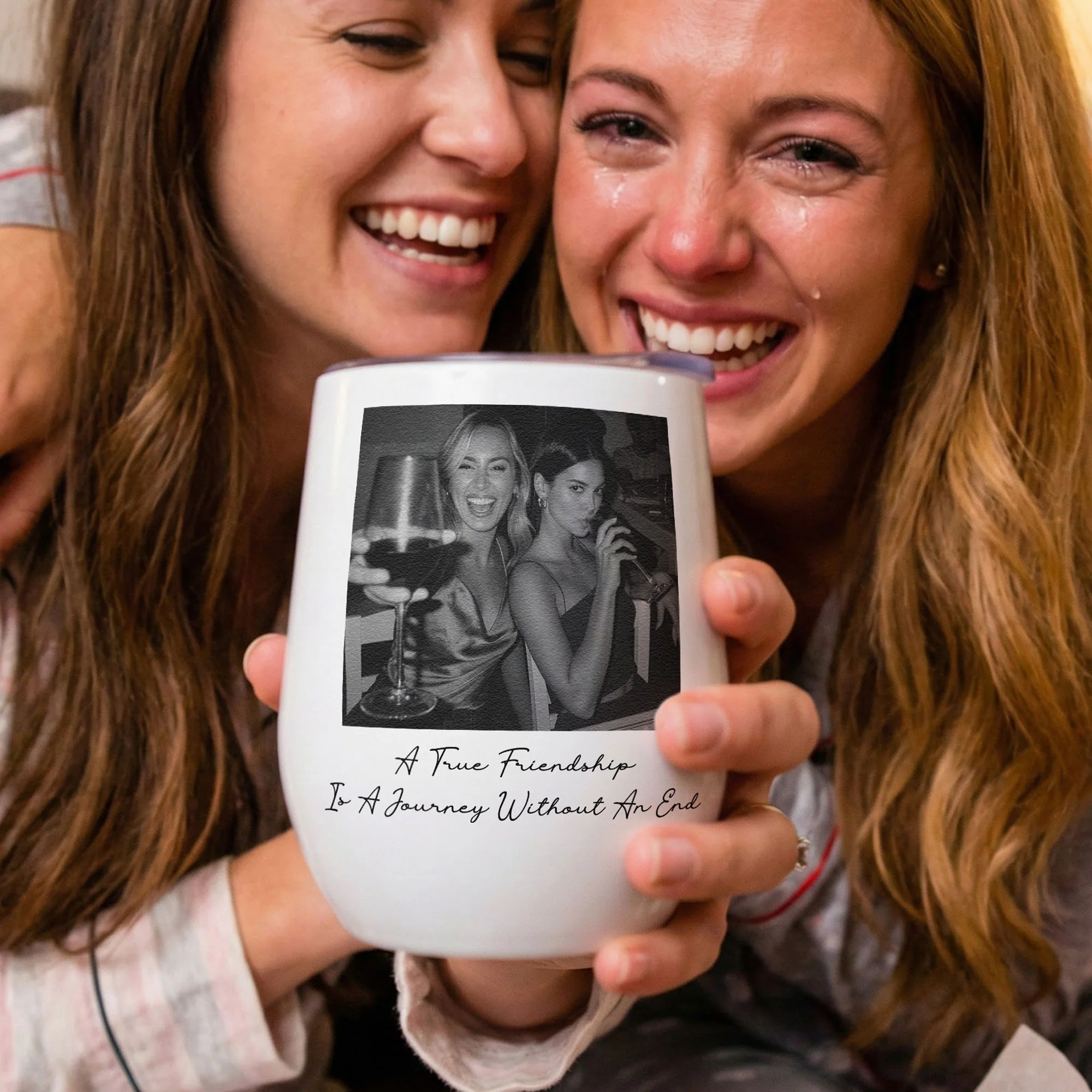 Custom Bestie Photo For Best Friend Friendship Thank You Gifts - Personalized Wine Tumbler - Image 2