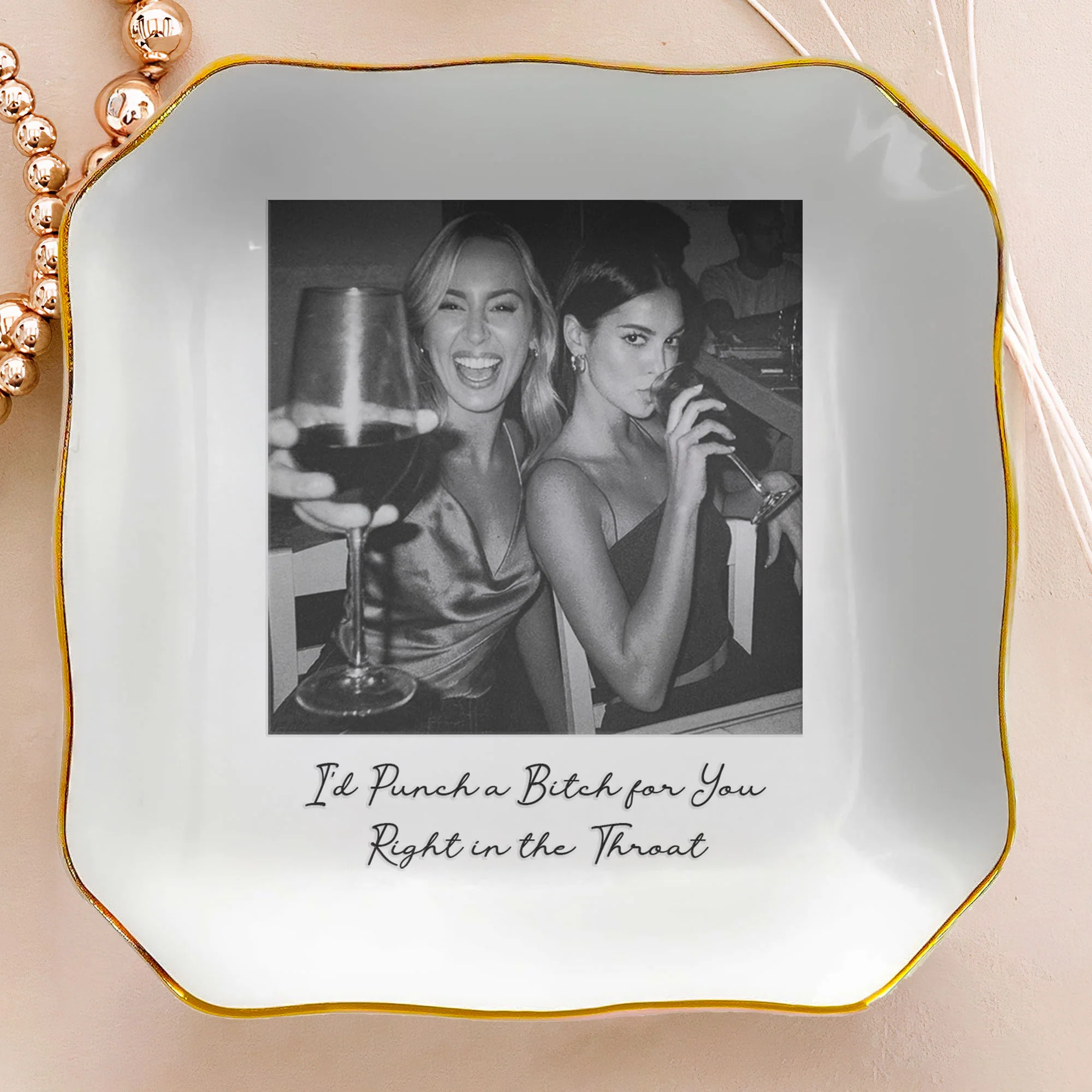 Custom Bestie Photo Trinket Tray For Best Friend Friendship Thank You Gifts - Personalized Jewelry Dish - Image 4