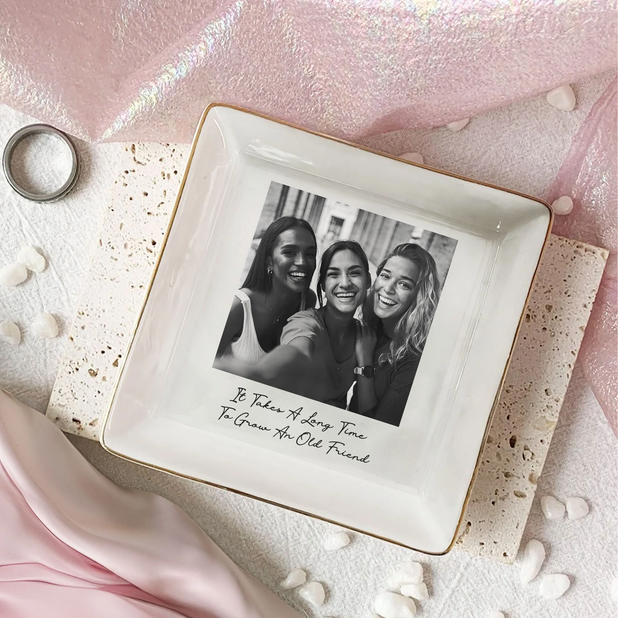 Custom Bestie Photo Trinket Tray For Best Friend Friendship Thank You Gifts - Personalized Jewelry Dish - Image 7