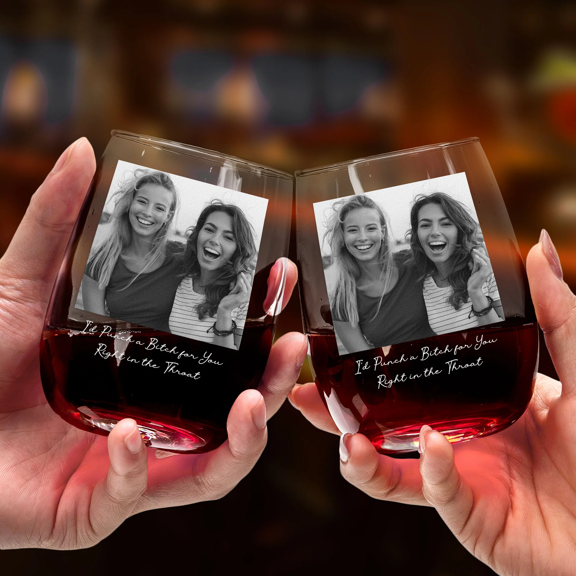 Custom Bestie Photo For Best Friend, Friendship Thank You Gifts - Personalized Photo Stemless Wine Glass - Image 5