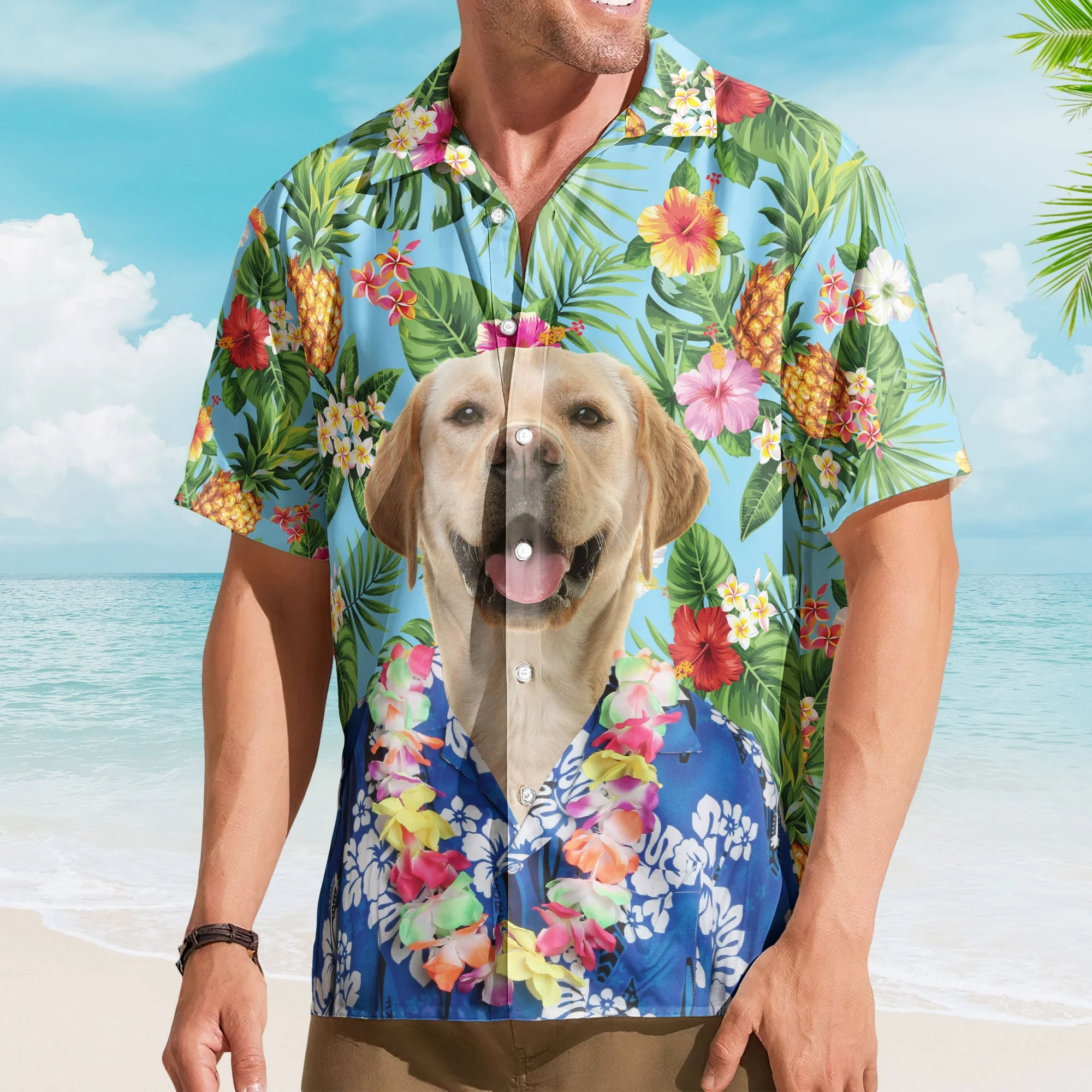 Custom Big Face Funny Photo Summer For Pet Lovers - Custom Photo Hawaiian Shirts - Image 2