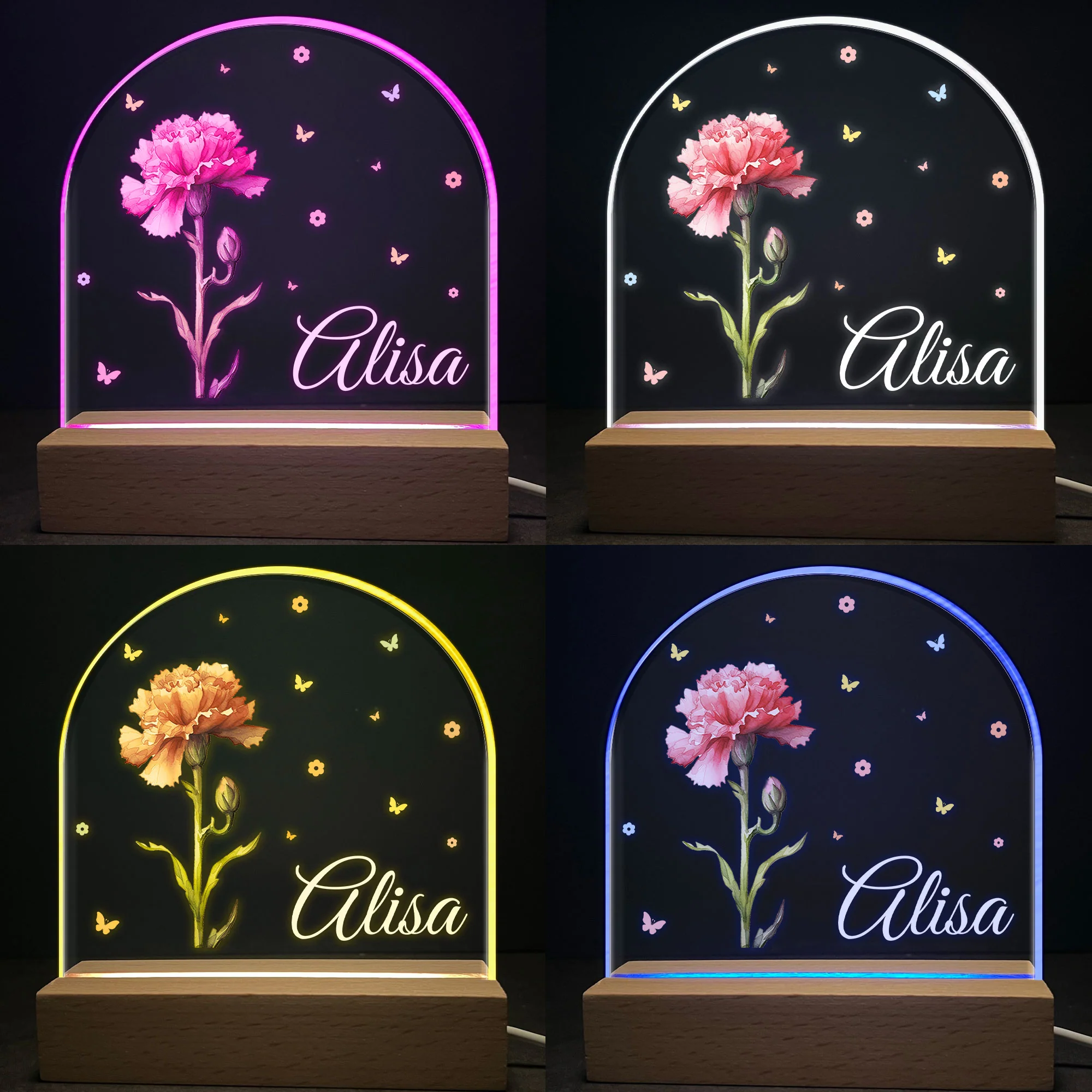 Custom Birth Flower - Birthday Gift For Daughter, Granddaughter - Personalized LED Light - Image 4