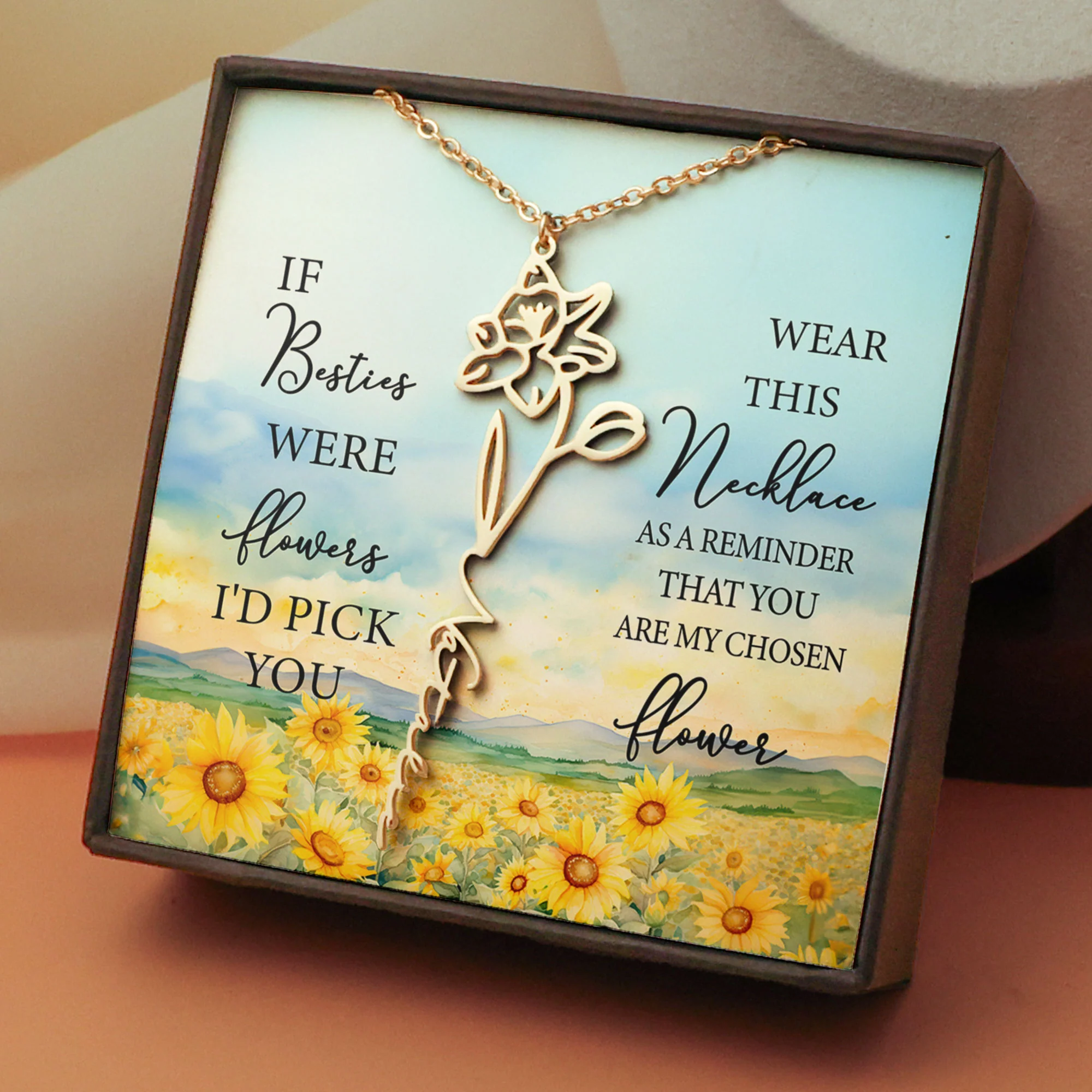 Custom Birth Flower For Friends, Daughter - Custom Name Necklace - Image 3