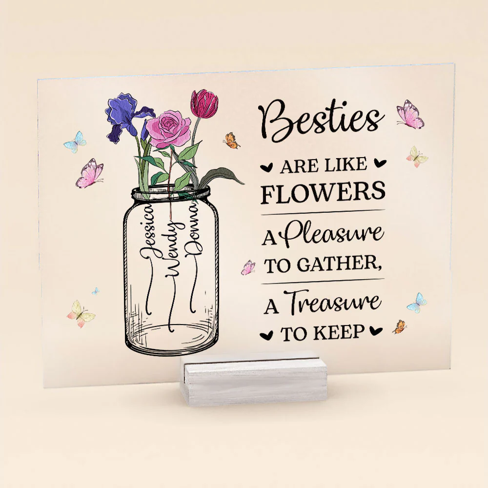 Custom Birth Flower - Gifts For Friends, Besties, Sisters - Personalized Acrylic Plaque - Image 3