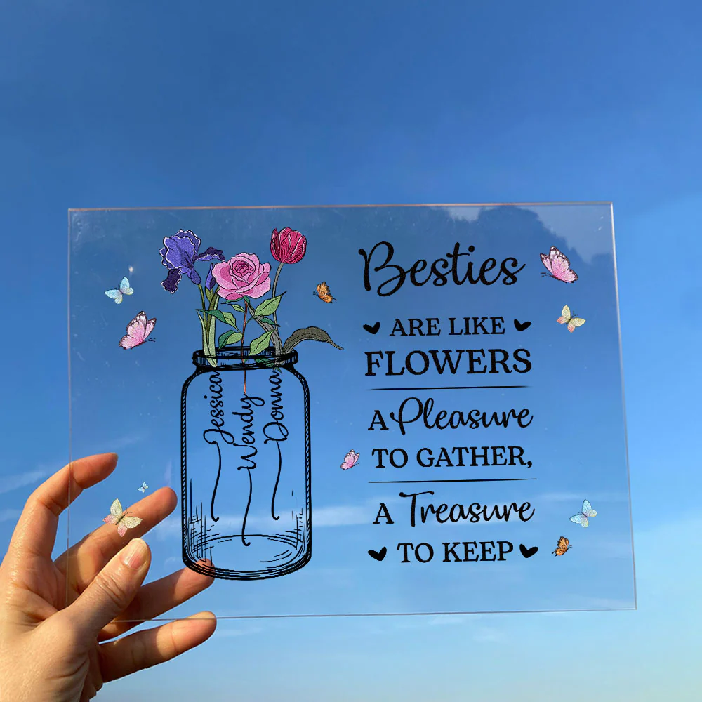 Custom Birth Flower - Gifts For Friends, Besties, Sisters - Personalized Acrylic Plaque - Image 4