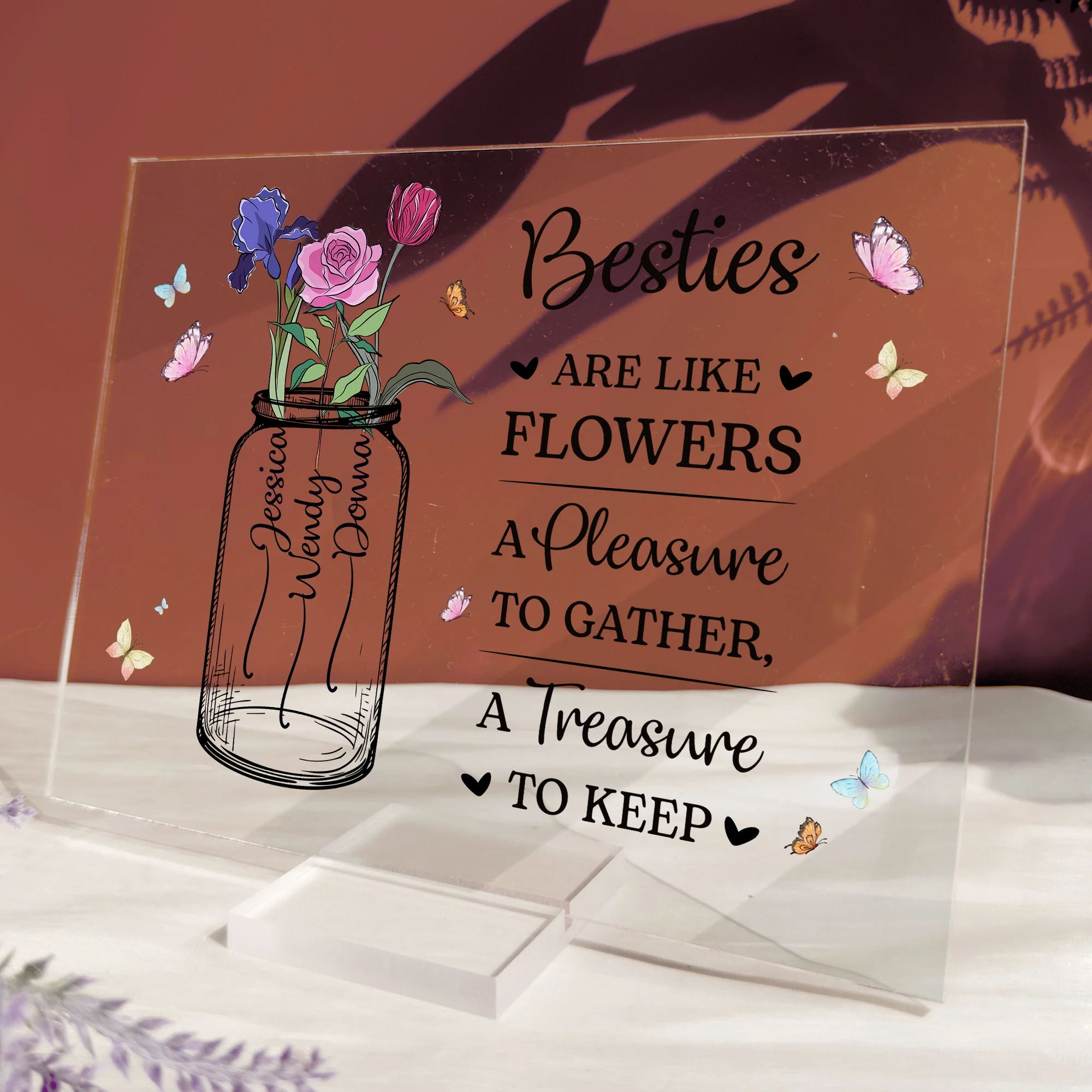 Custom Birth Flower - Gifts For Friends, Besties, Sisters - Personalized Acrylic Plaque - Image 5