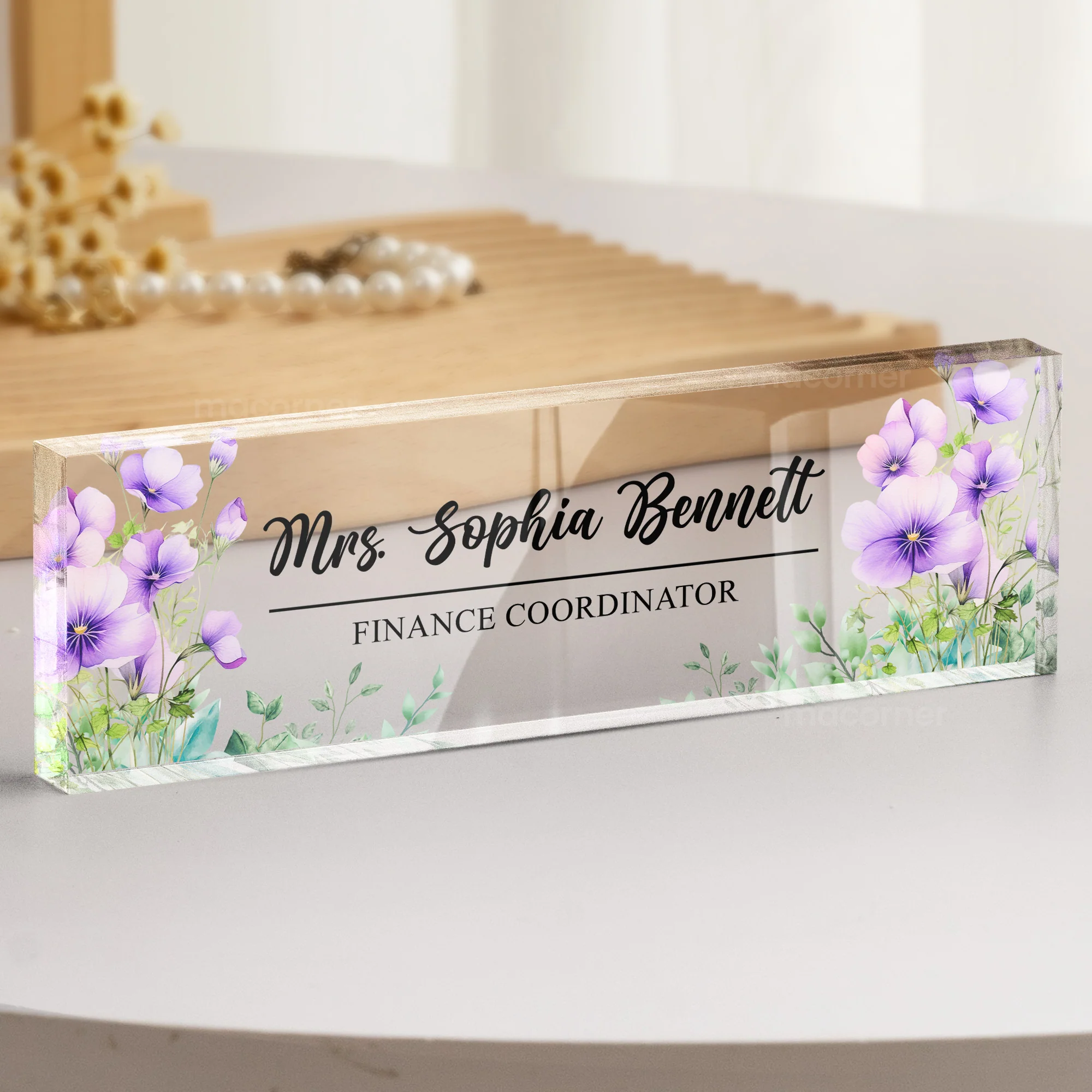Custom Birth Flower & Name For Coworkers, Teacher Thank You Gifts - Personalized Name Plate - Image 6