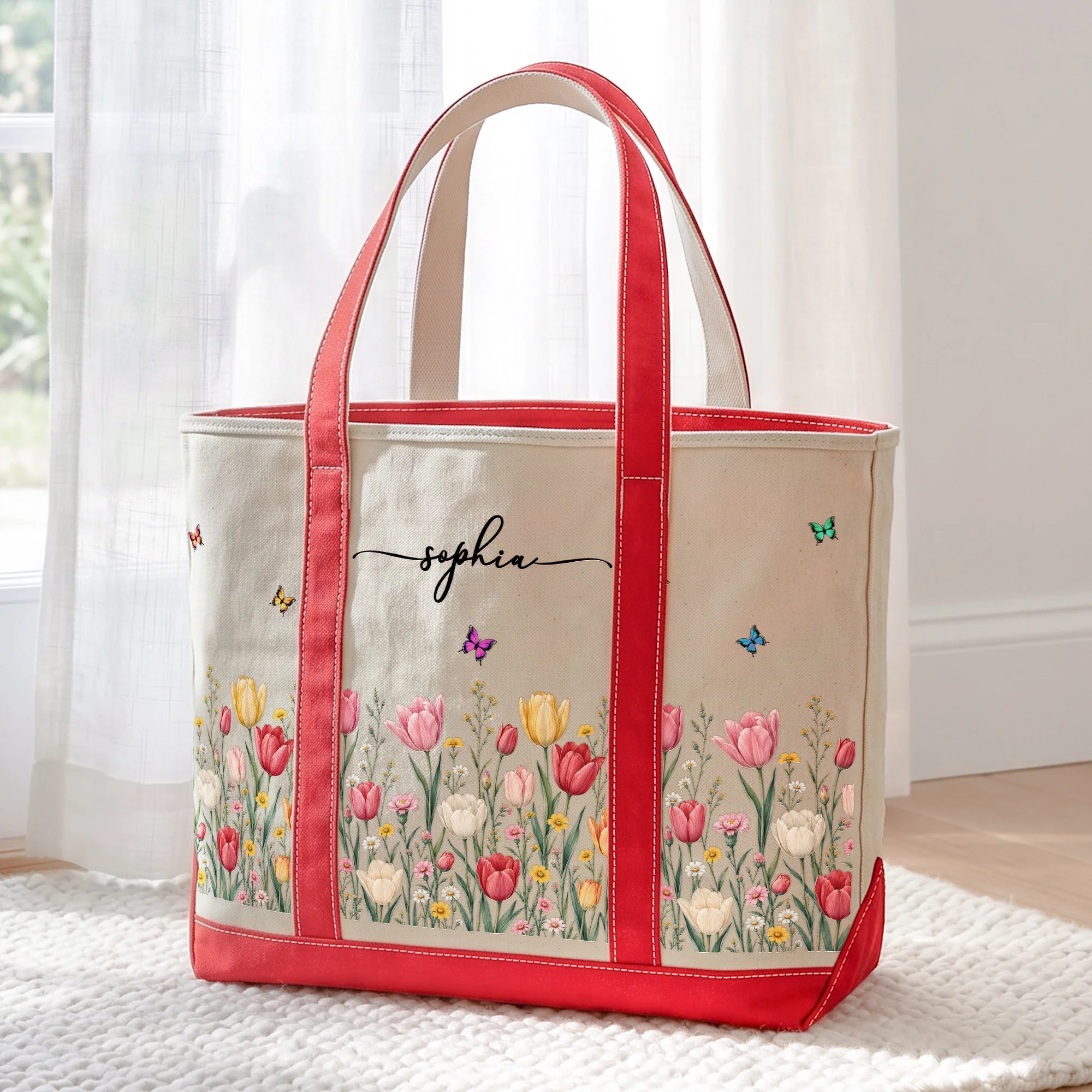 Custom Birth Flower & Name For Friends, Daughter, Granddaughter, Coworkers - Personalized Tote Bag - Image 5