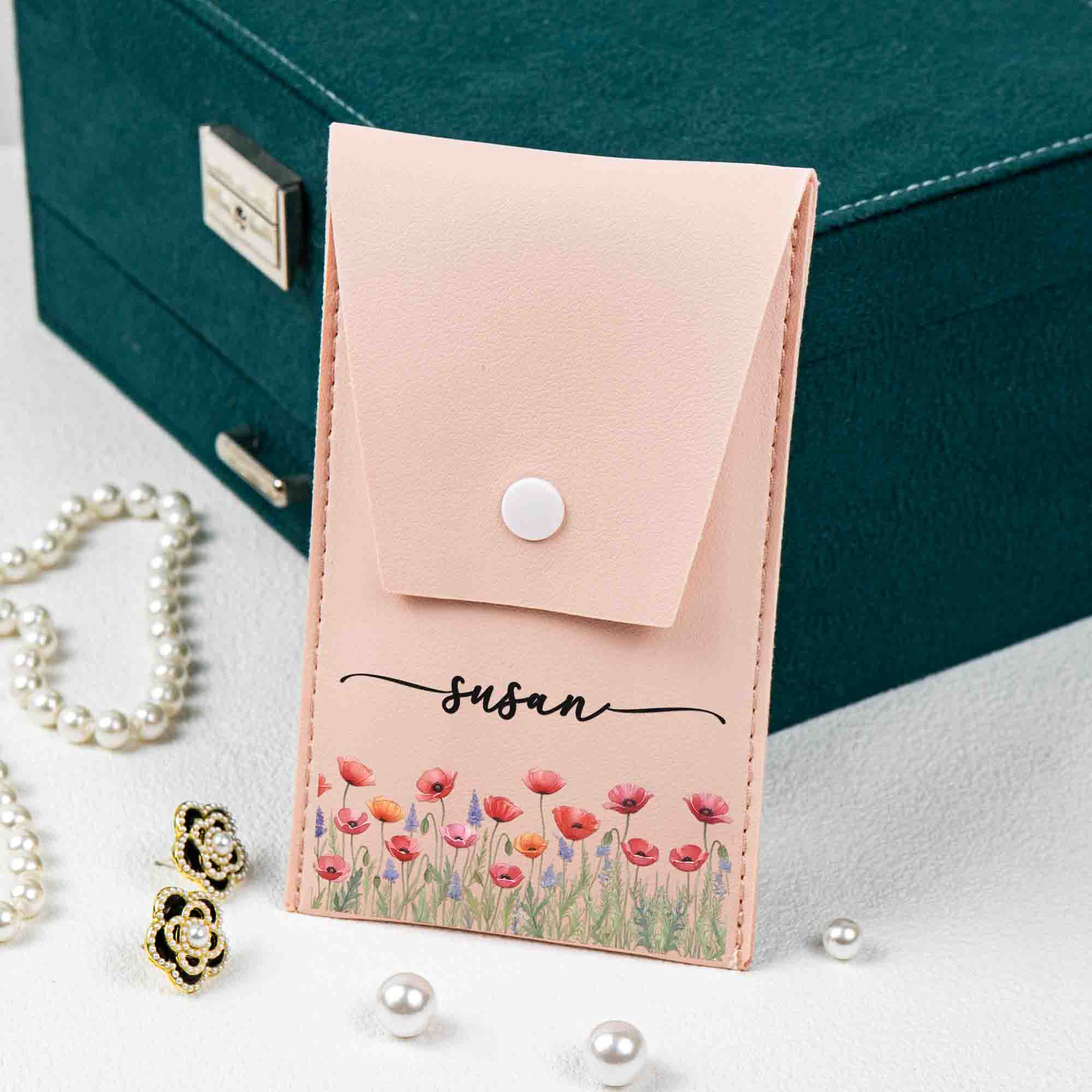 Custom Birth Flower & Name For Her, Wife, Daughter, Sister, Coworker, Bridesmaids - Personalized Makeup Brush Bag - Image 4