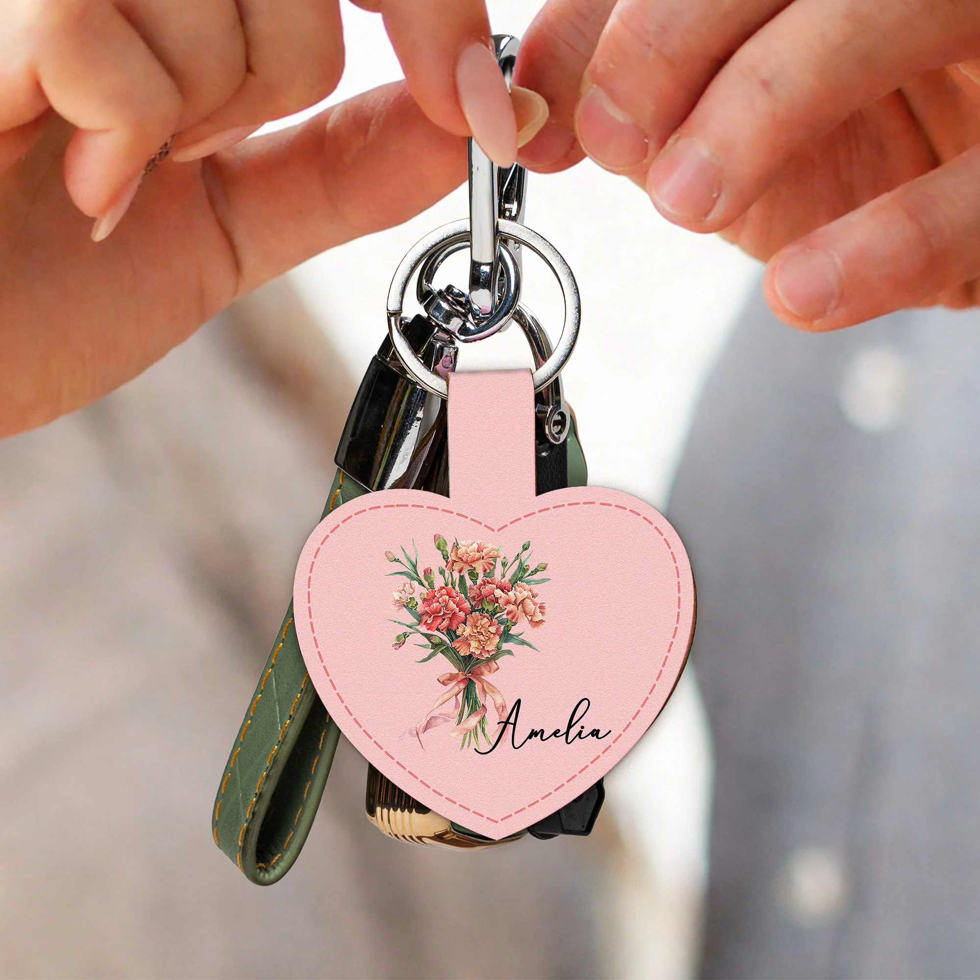 Custom Birth Flower & Name For Her, Wife, Daughter, Sister, Coworker, Friends - Personalized Keychain - Image 5