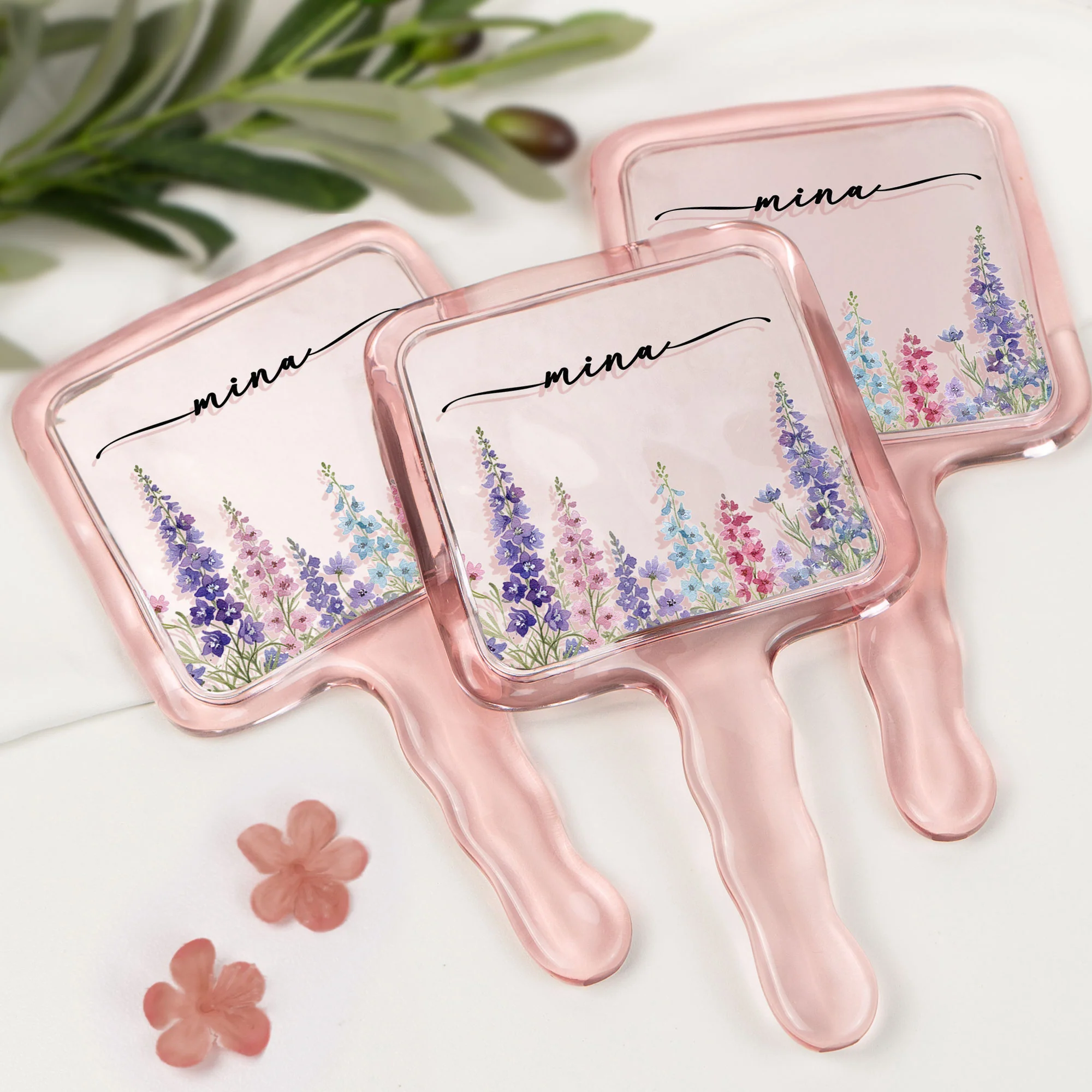Custom Birth Flower & Name For Her, Wife, Daughter, Sister - Personalized Handheld Mirror - Image 4