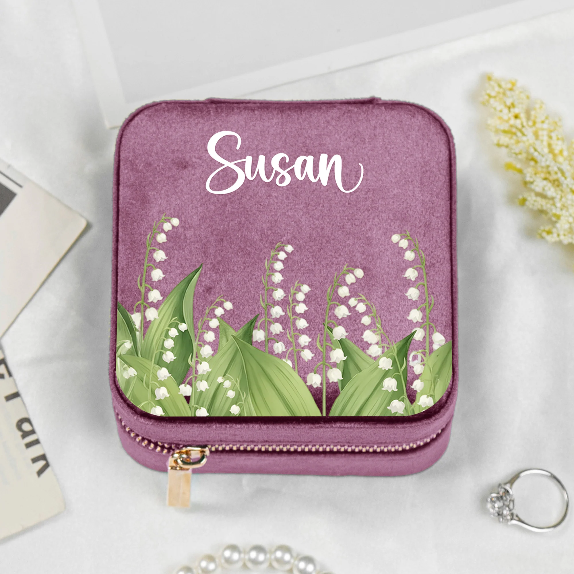 Custom Birth Flower & Name For Her, Wife, Daughter, Sister - Personalized Jewelry Box - Image 4