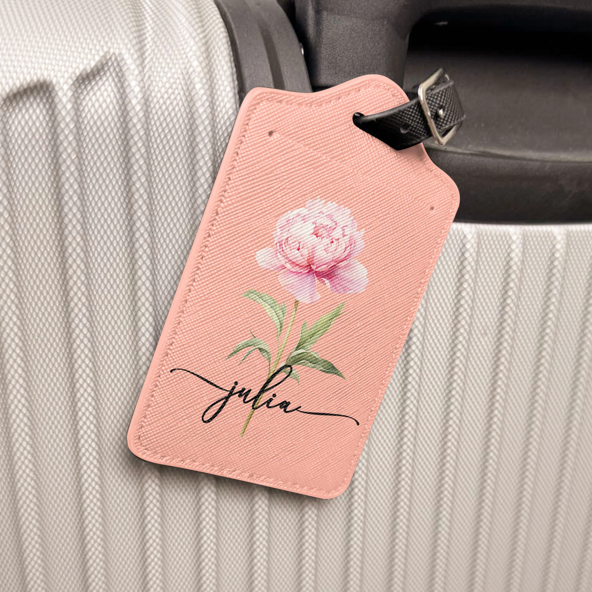 Custom Birth Flower & Name For Her, Wife, Daughter, Sister - Personalized Passport Cover And Luggage Tag Travel Set - Image 4