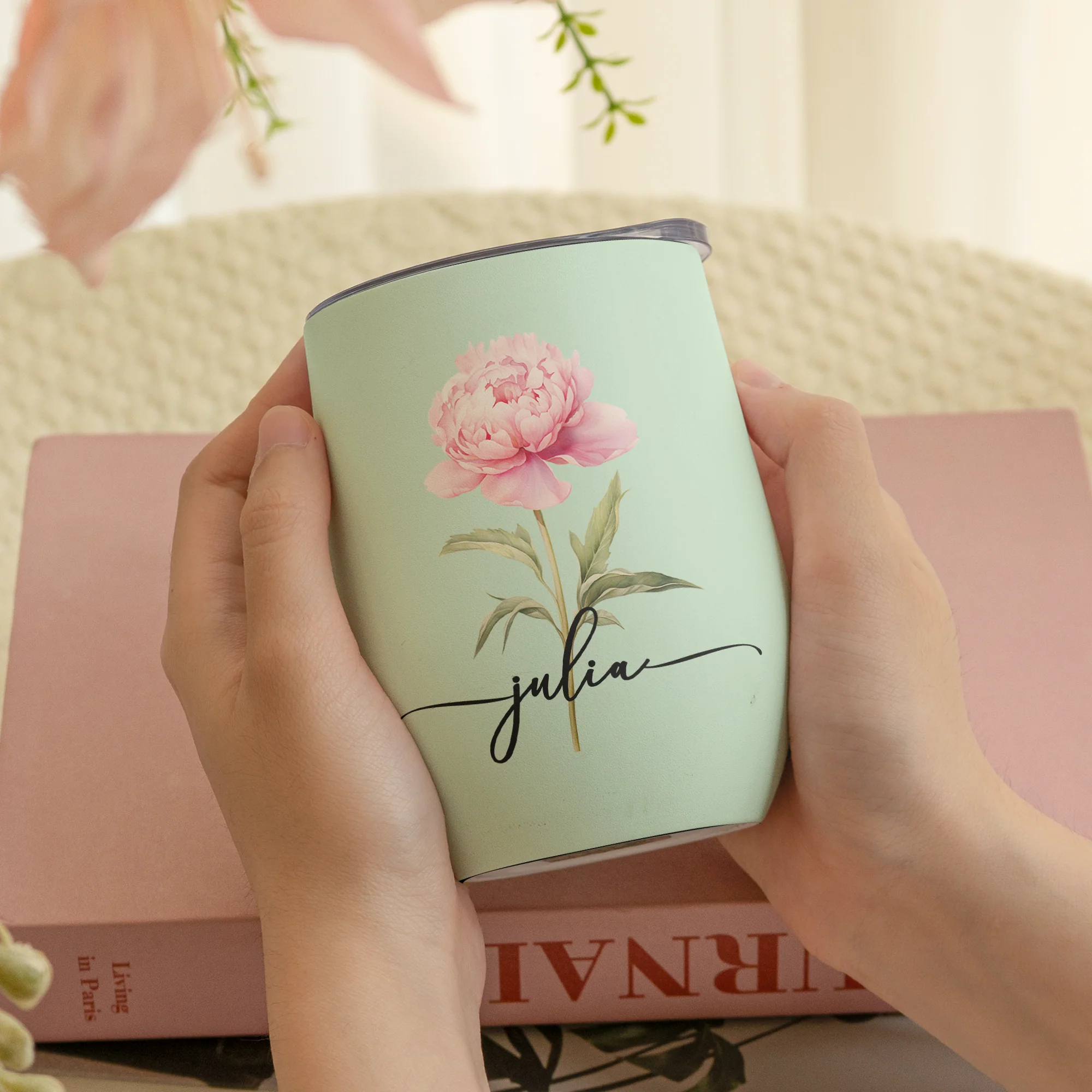 Custom Birth Flower & Name For Her, Wife, Daughter, Sister - Personalized Wine Tumbler - Image 4
