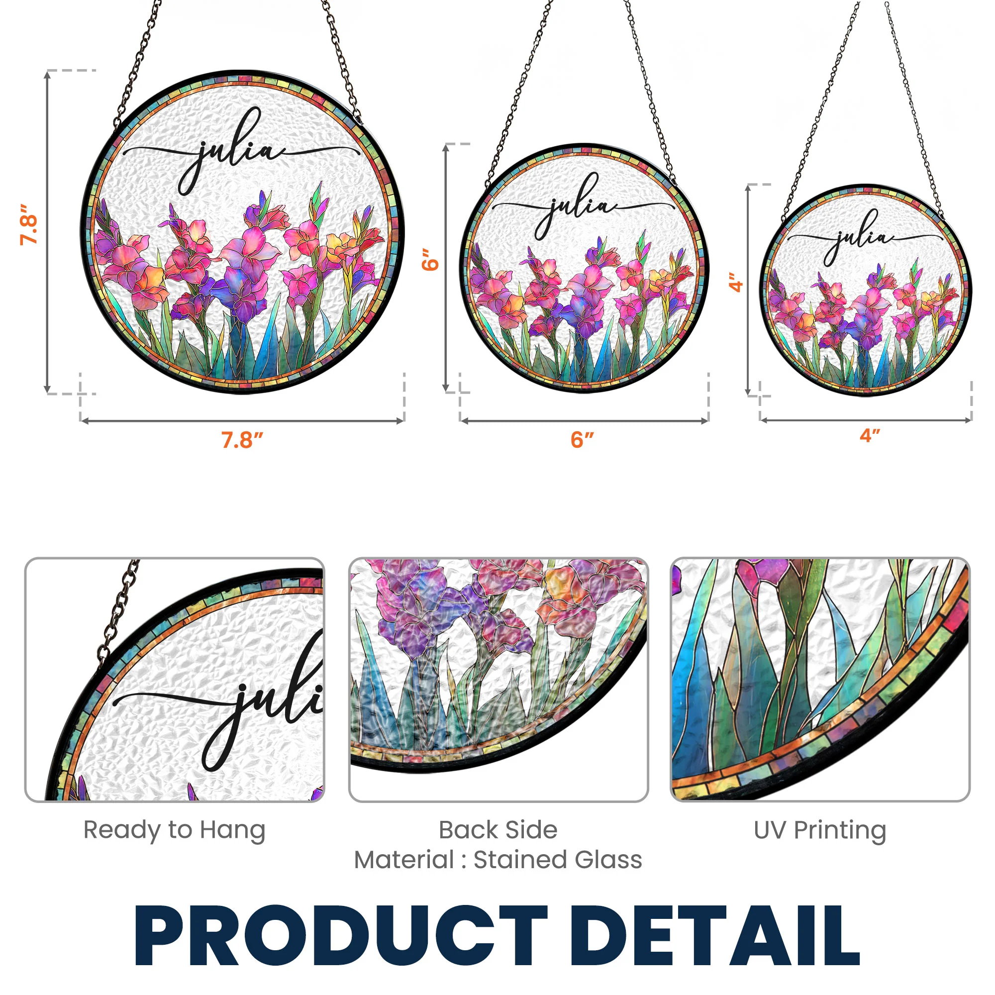 Custom Birth Flower & Name - Personalized Stained Glass Window Hanging Suncatcher - Image 6