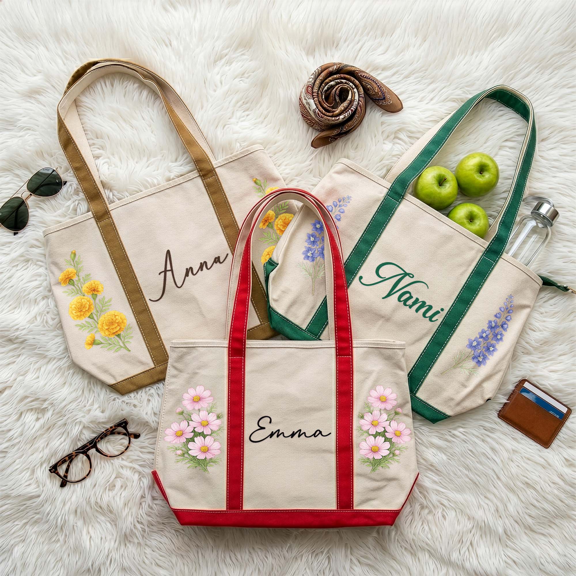 Custom Birth Flower & Name - Personalized Tote Bag - Image 3