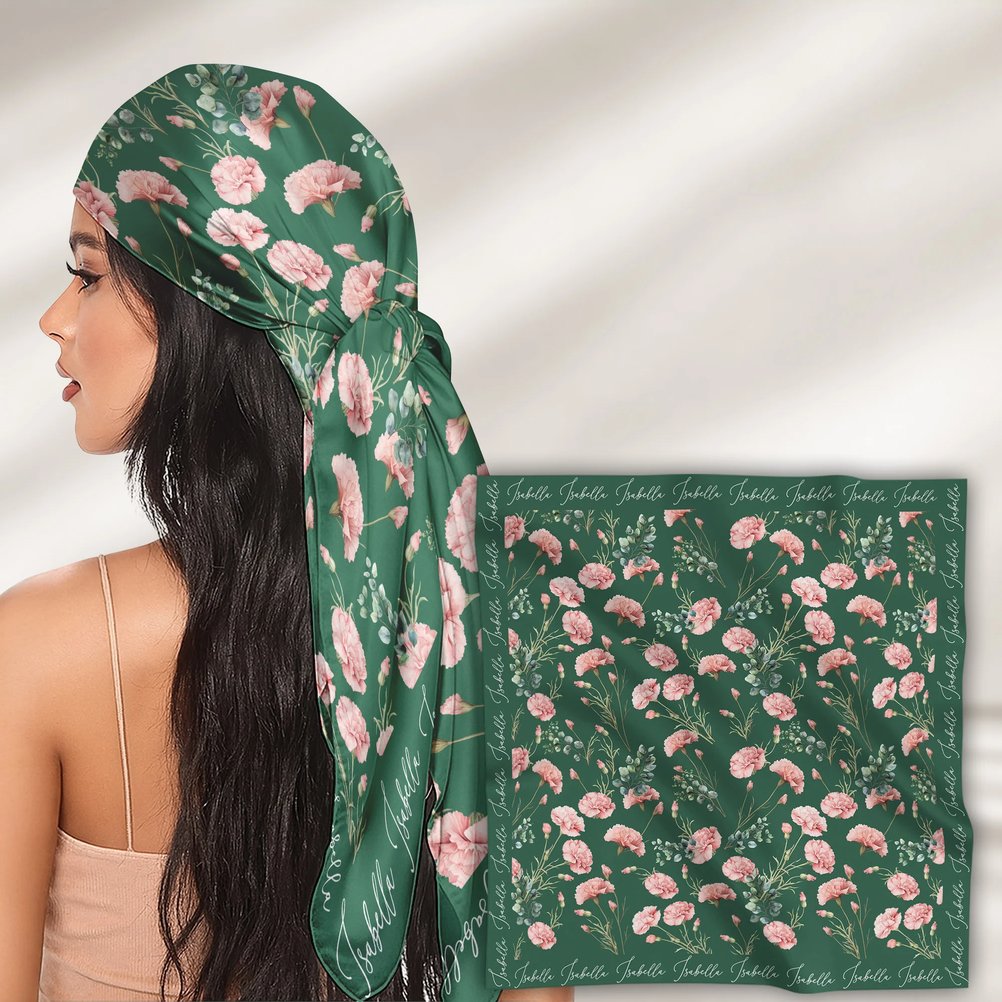 Custom Birth Flower & Names For Her, Friends, Sisters, Wife, Daughter, Mom Soft Satin - Personalized Scarf - Image 6
