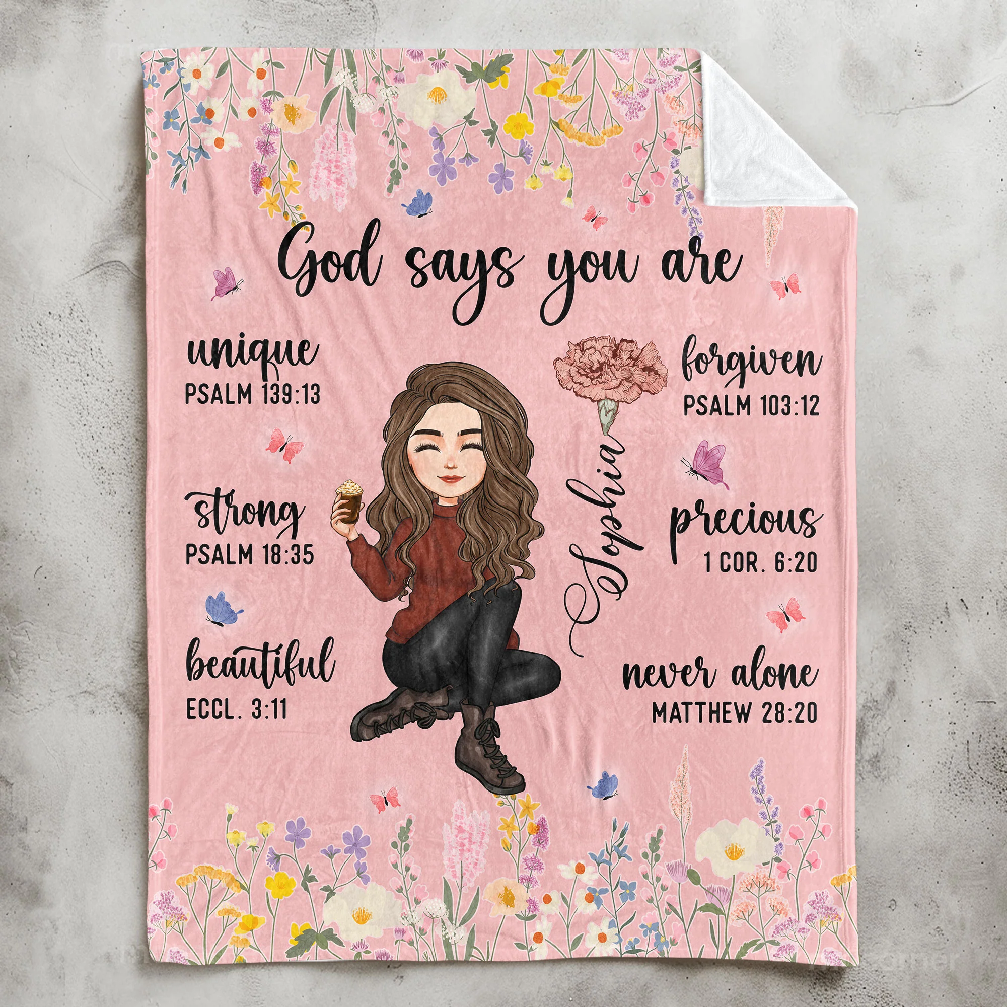 Custom Birth Flower & Names - Gifts For Daughter, Son, Grandkid - Personalized Photo Blanket - Image 2