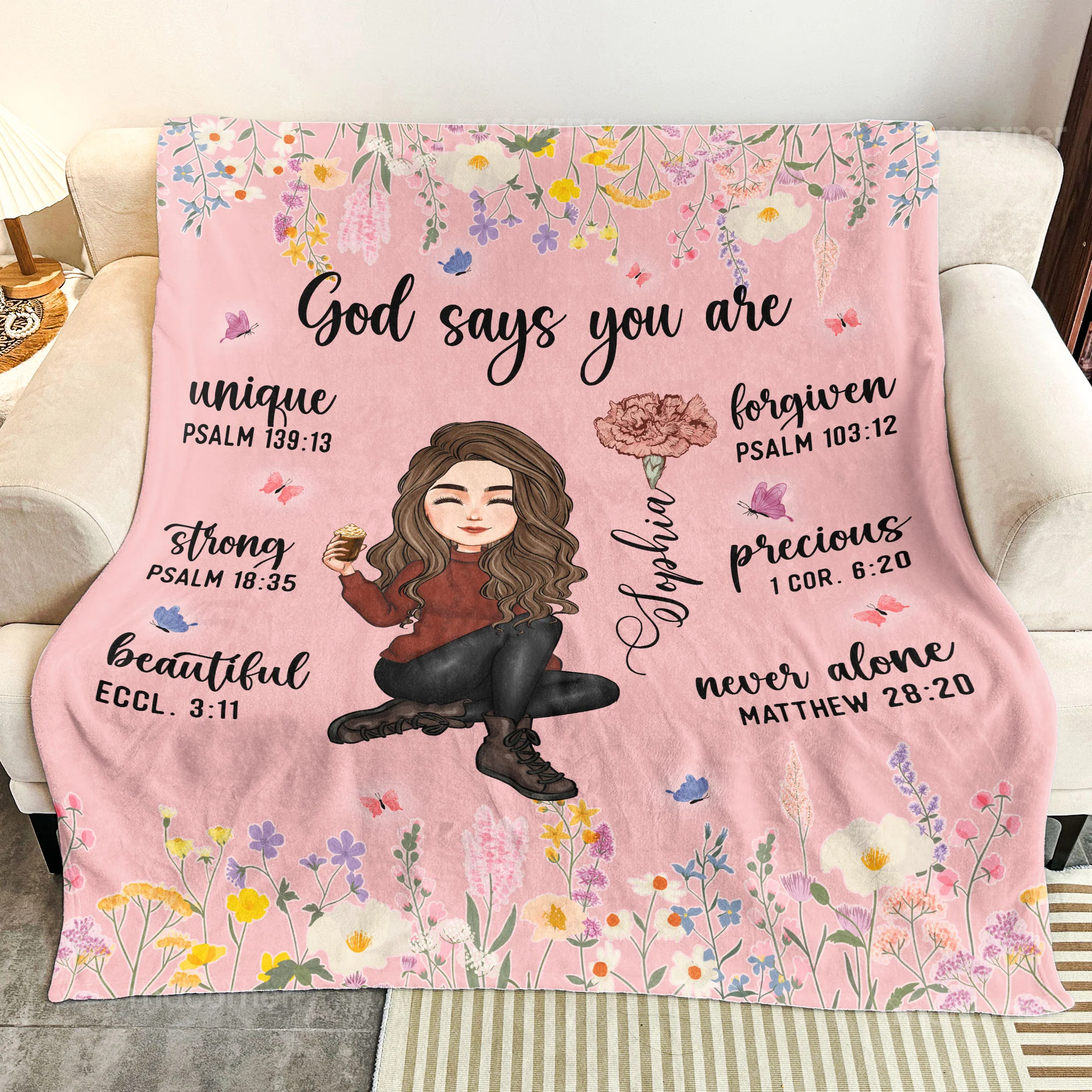 Custom Birth Flower & Names - Gifts For Daughter, Son, Grandkid - Personalized Photo Blanket - Image 4
