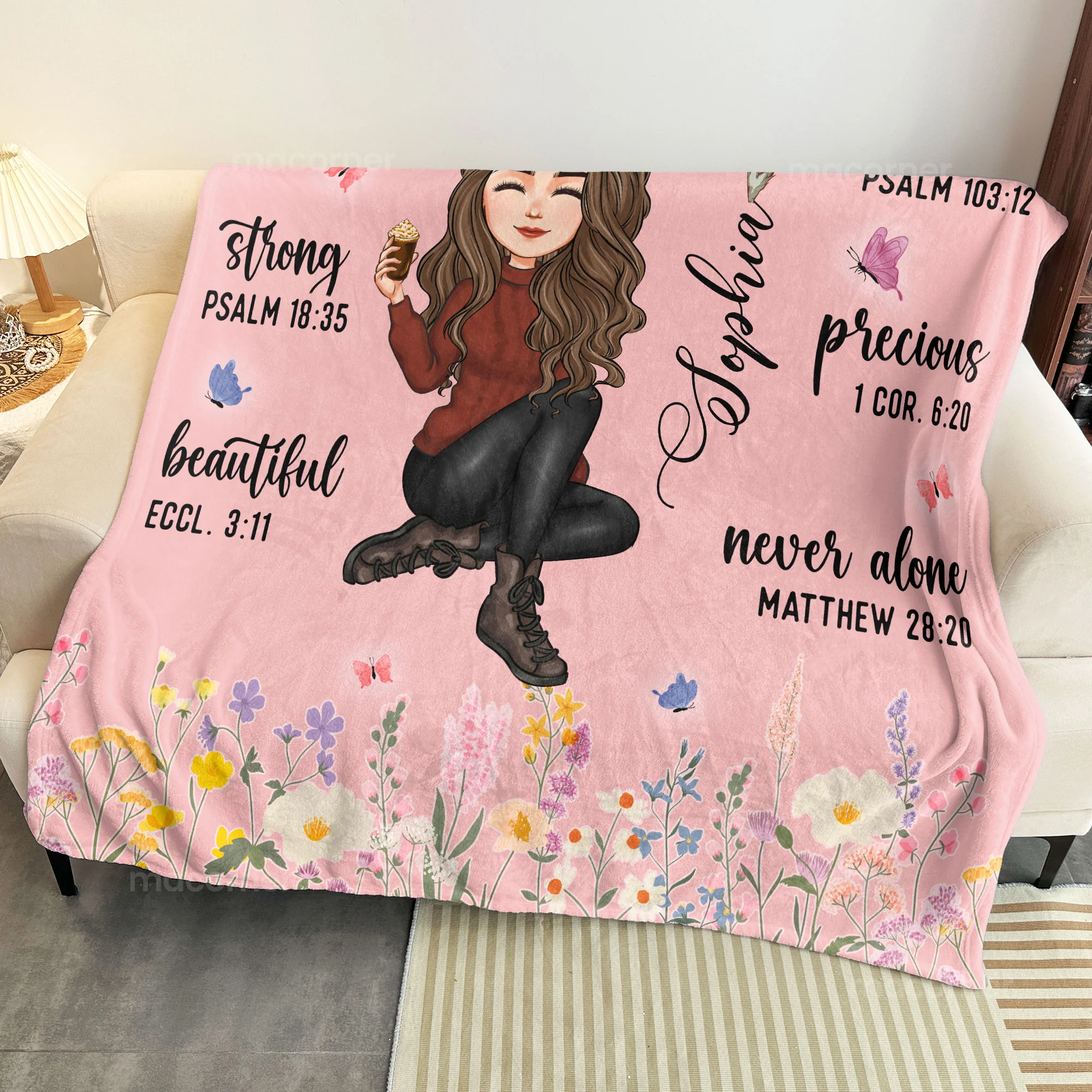 Custom Birth Flower & Names - Gifts For Daughter, Son, Grandkid - Personalized Photo Blanket - Image 5
