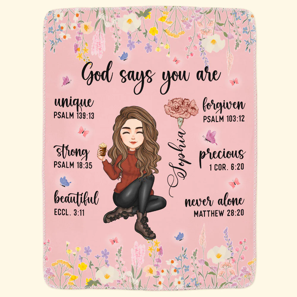 Custom Birth Flower & Names - Gifts For Daughter, Son, Grandkid - Personalized Photo Blanket - Image 7