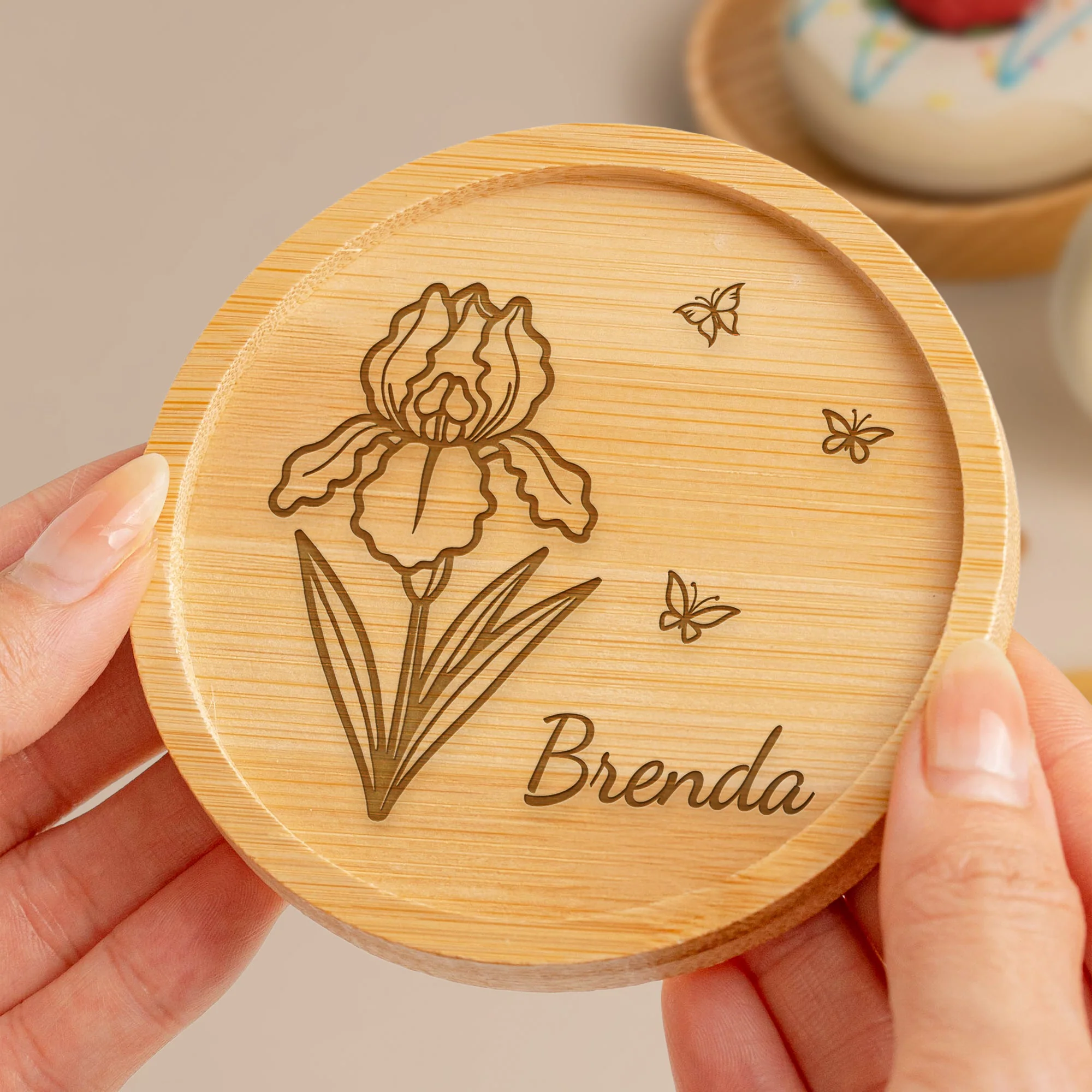 Custom Birth Flower - Personalized Wooden Coaster - Image 3