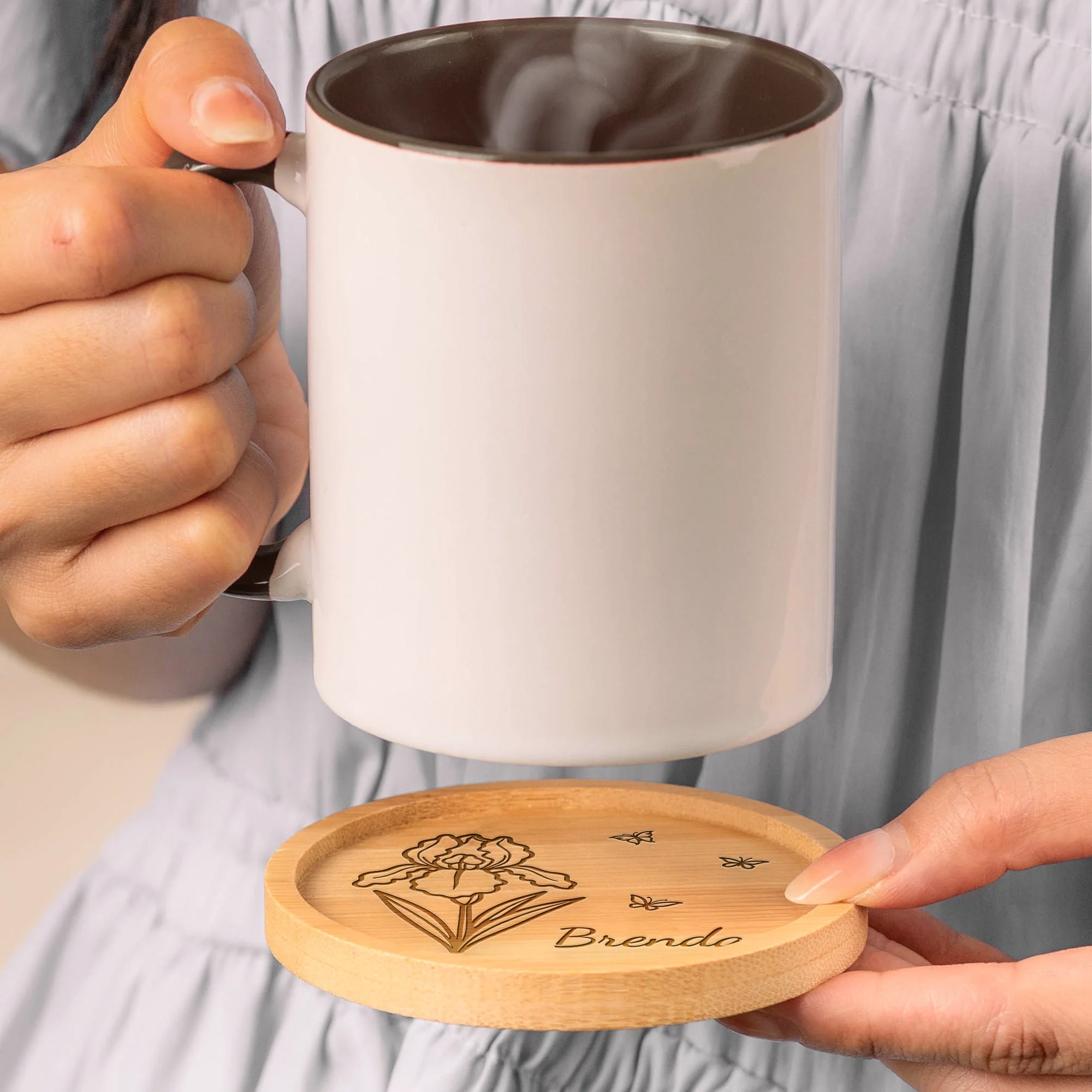 Custom Birth Flower - Personalized Wooden Coaster - Image 5