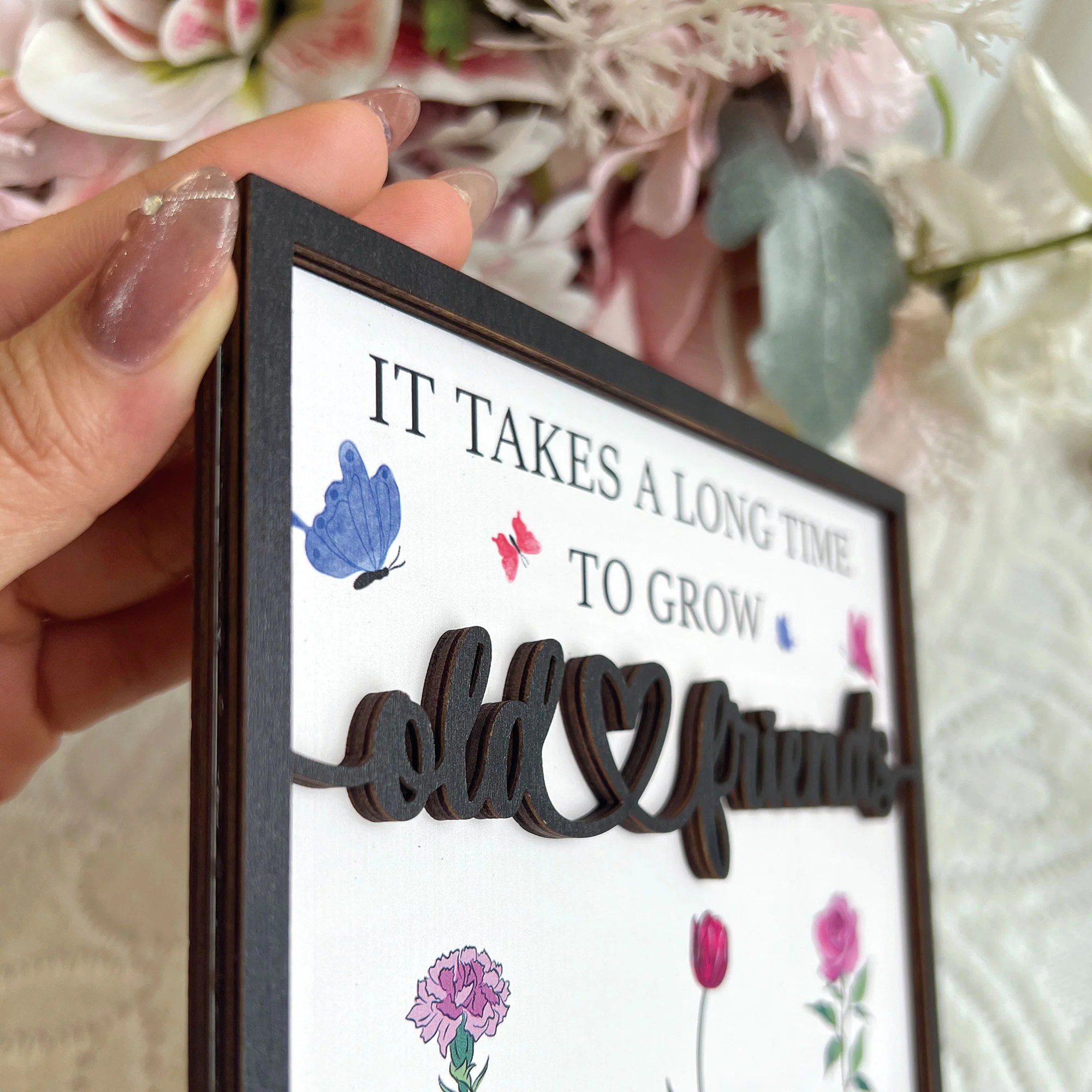 Custom Birth Flowers - Gifts For Besties, Friends, Sisters - Personalized Wooden Plaque - Image 4