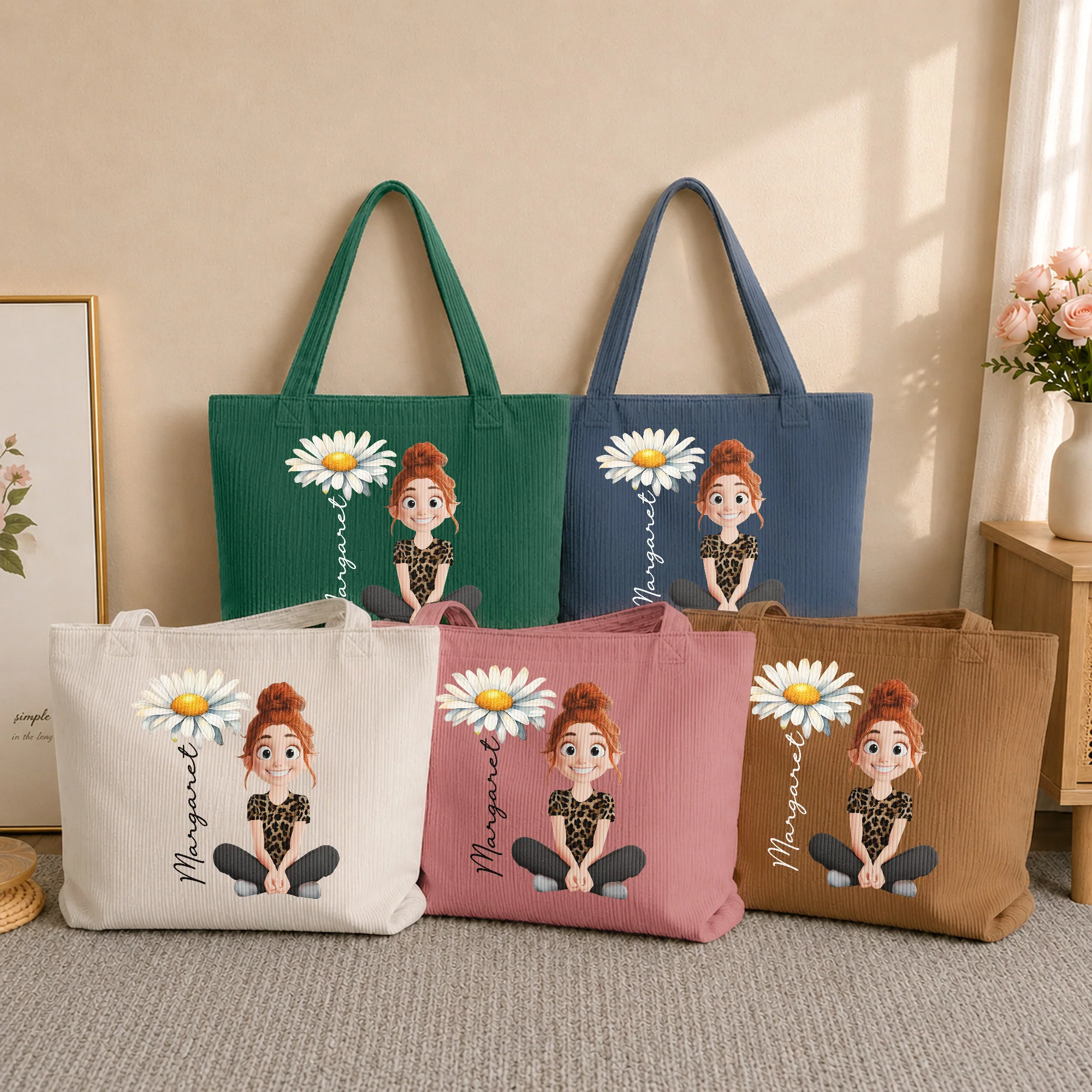 Custom Birth Month Flower Gift For Her Daughter Friend Girlfriend - Personalized Tote Bag - Image 2
